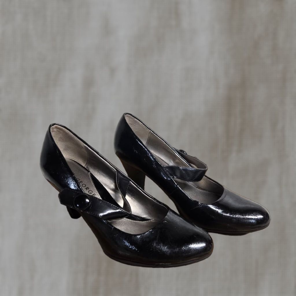 George George Pumps Heels Slip On Adult Women's Size 6 Black Stiletto Pump Shoe Formal 90s? Size US 6 / IT 36 - 1 Thumbnail