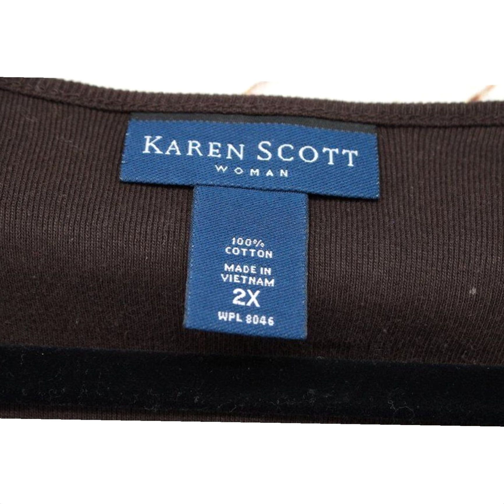 Vintage VINTAGE Karen Scott Blouse 2X Women 3/4 Sleeve V-Neck Brown Cotton Cheetah Floral Bling Embroidered Sequin Tunic Size XXL / US 16-18 / IT 52-54 - 7 Thumbnail