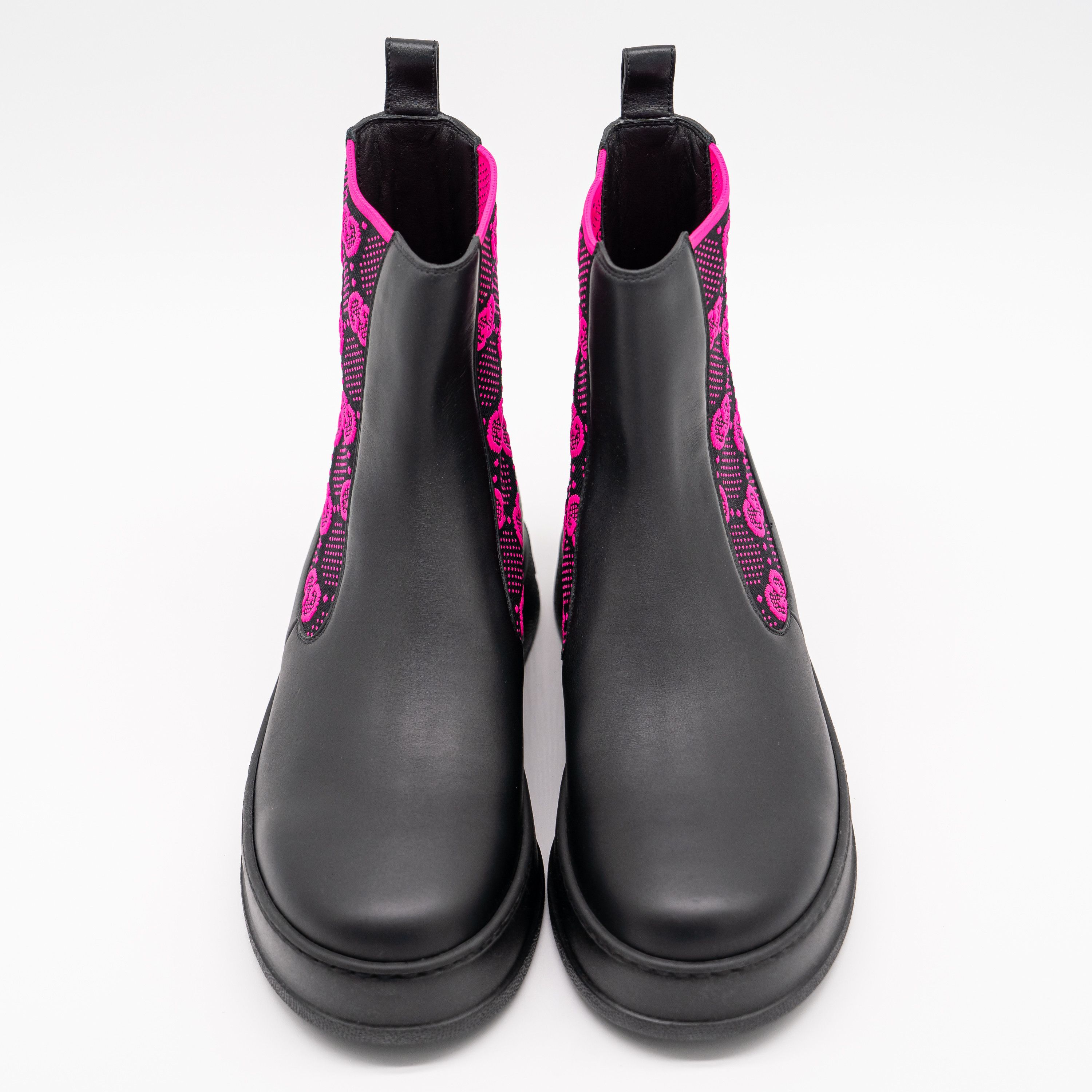 Gucci 41G 11 US Gucci Panelled Jersey Leather Boots Black Pink GG Size US 11 / IT 41 - 3 Thumbnail
