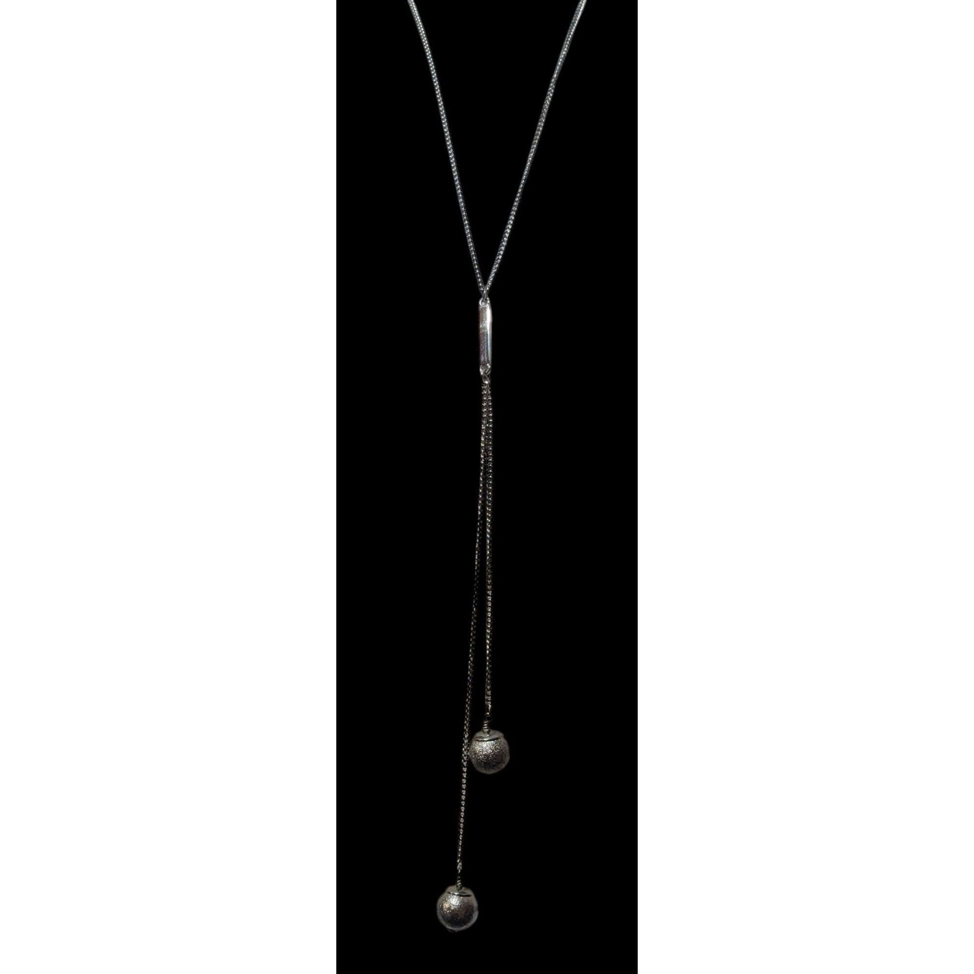 Express Express Y2K Silver Tone Metallic Ball Drop Necklace Size ONE SIZE - 3 Thumbnail