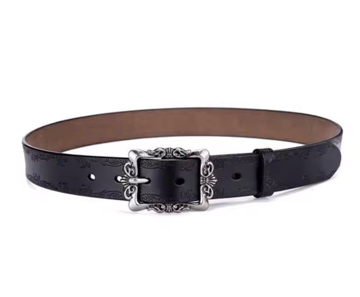 Japanese Brand Floral Embossed Leather Casual Belt 110 cm Size ONE SIZE - 3 Thumbnail