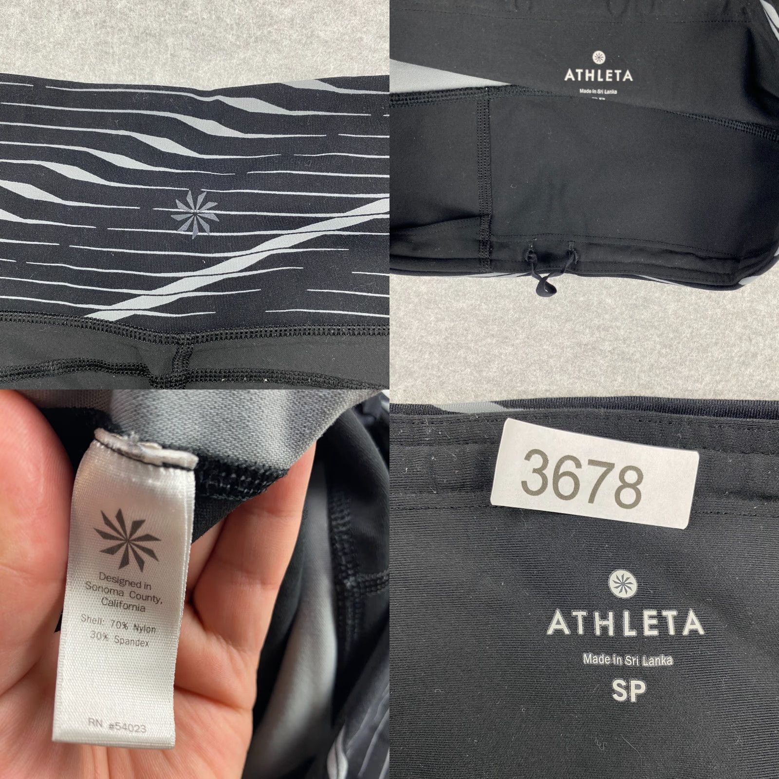 Athleta Athleta Leggings Womens Small S Black Striped Drawstring Compression Stretch Size 28" / US 6 / IT 42 - 9 Thumbnail