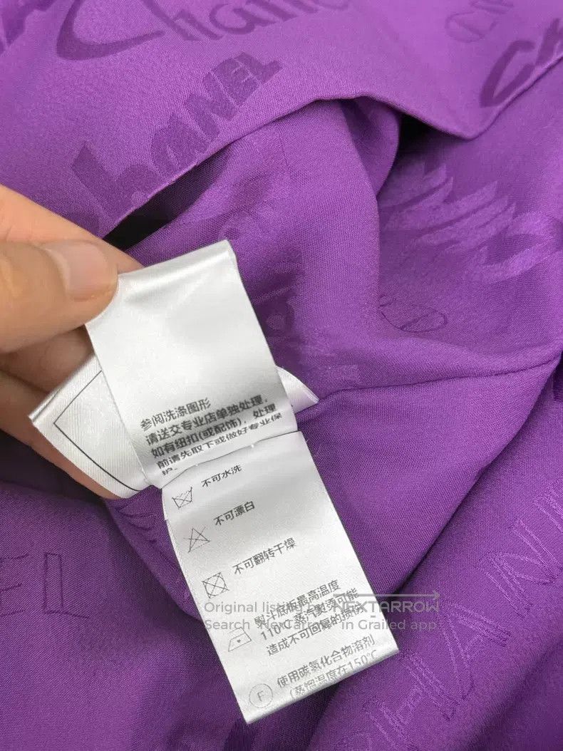 Chanel Chanel Purple silk lotus leaf dark pattern logo dress Size XS / US 0-2 / IT 36-38 - 8 Thumbnail