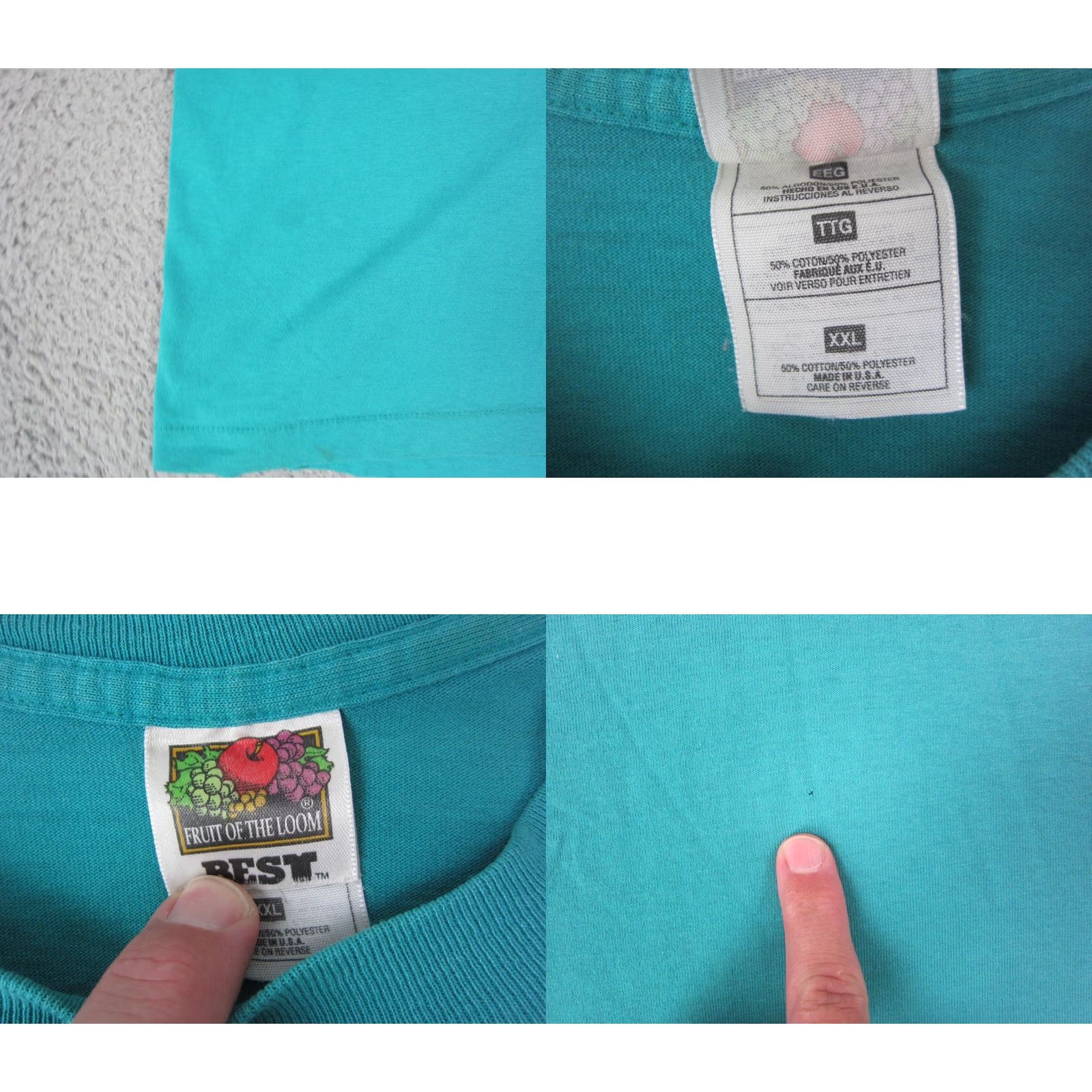 Fruit Of The Loom VINTAGE Fruit of the Loom Shirt Mens 2XL Blue Single Stitch Made in USA 90s Size US XXL / EU 58 / 5 - 8 Thumbnail