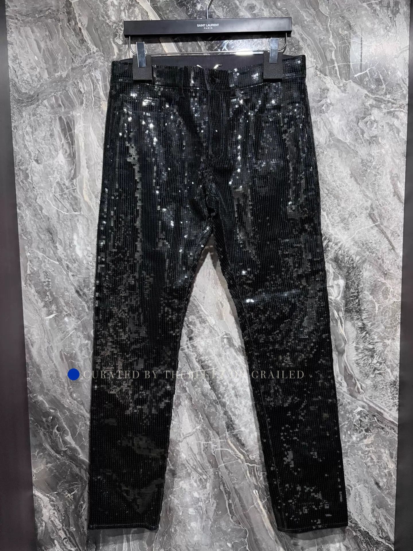 Saint Laurent Paris Black Sequin Jeans in Size 32 Size US 32 / EU 48 - 1 Thumbnail