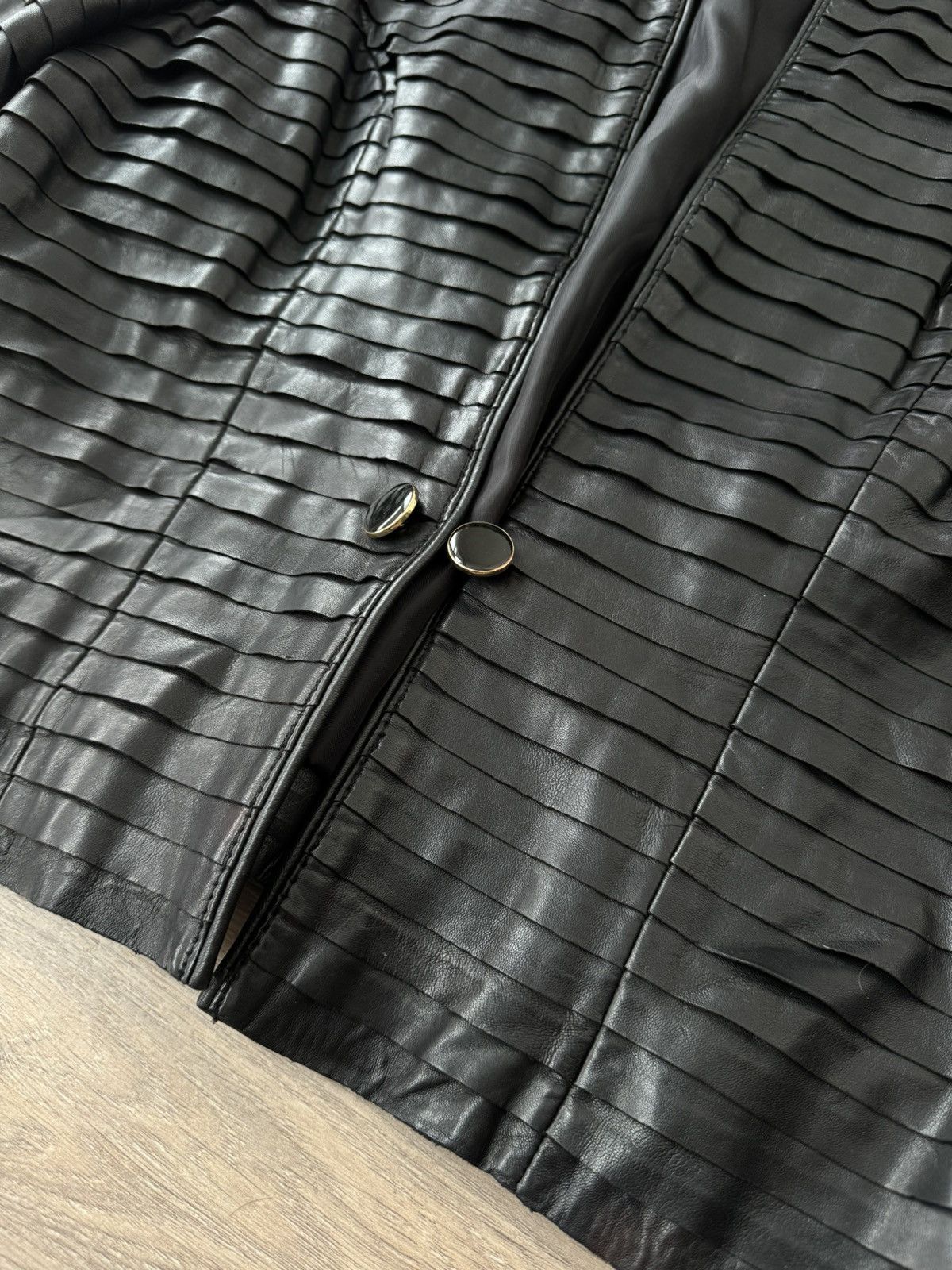 Reiss REISS Leather Jacket Avant-Garde Panelled Design Minimalist Size L / US 10 / IT 46 - 5 Thumbnail