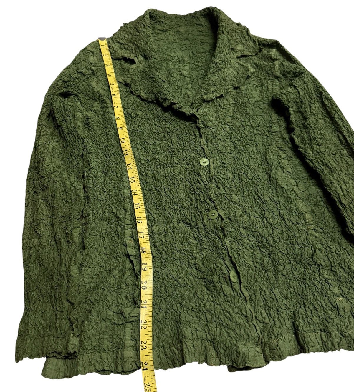 Issey Miyake Issey Miyake Cauliflower Crinkled Jacket With a Collar Green Size S / US 4 / IT 40 - 5 Thumbnail