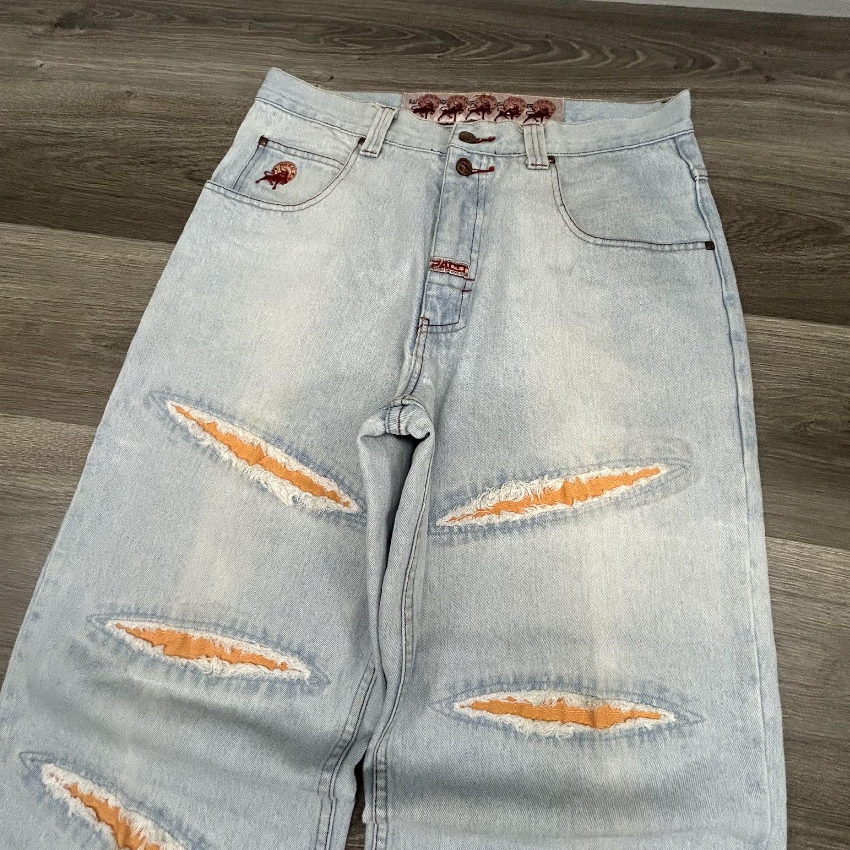 Vintage VINTAGE Paco Jeans Mens 34x30 Light Wash Baggy Wide-Leg Red Bull Y2K RARE Size US 34 / EU 50 - 5 Thumbnail