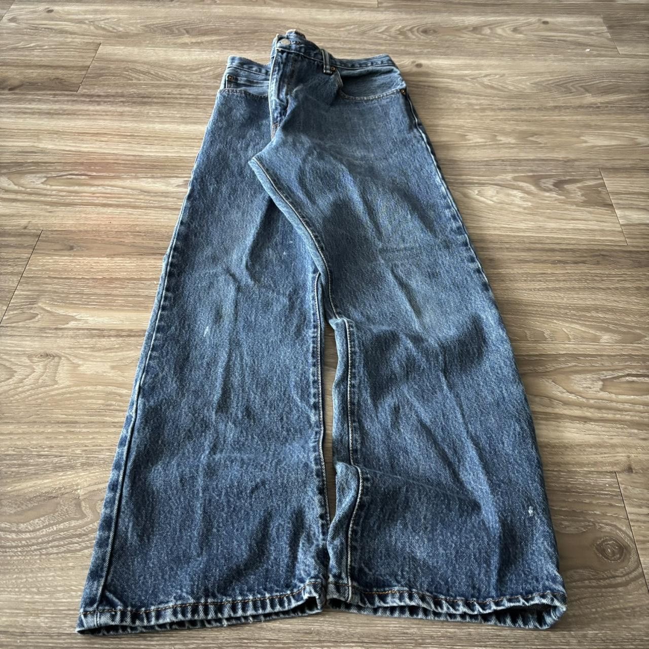 Levi's Crazy Vintage Y2K/20000s Grunge Levis Medium Wash Bootcut Denim Jeans! 33x29 Size US 33 - 3 Thumbnail