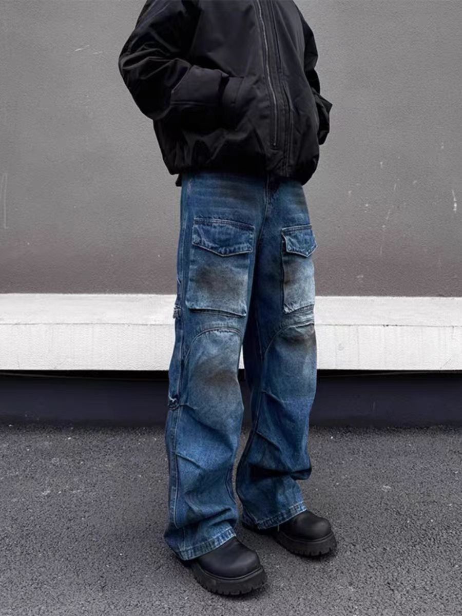 Japanese Brand × Jean High Street Dirty Dye Washed Workwear Casual Loose Jeans Size US 34 / EU 50 - 4 Thumbnail