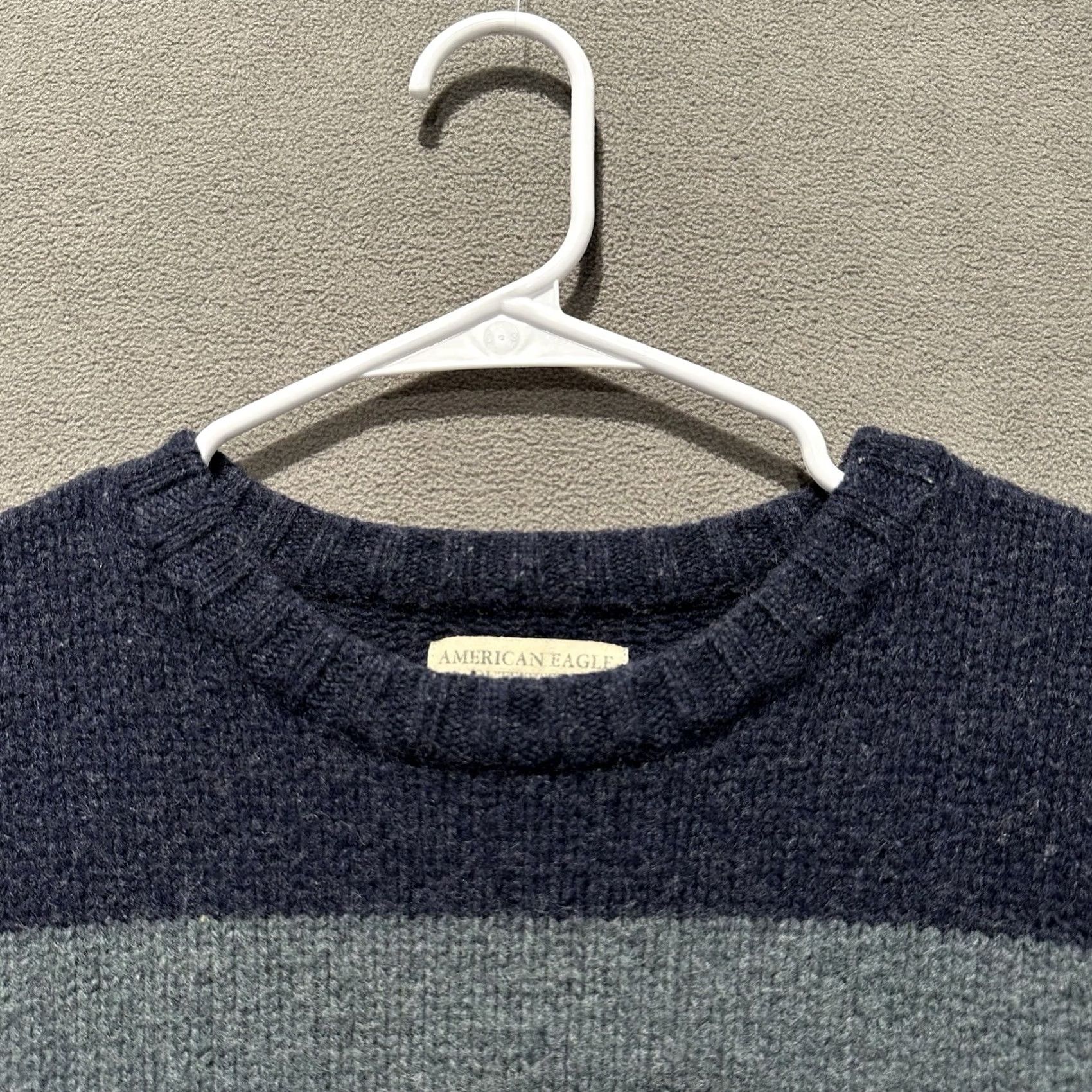 American Eagle Outfitters VINTAGE American Eagle Sweater Mens XL Blue Striped Lambswool 90s Hong Kong Size US XL / EU 56 / 4 - 3 Thumbnail