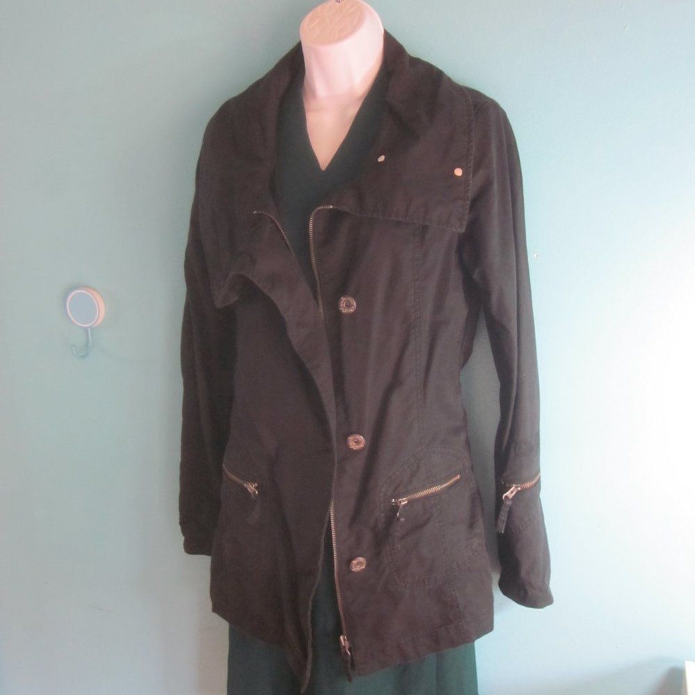 Oxbow OXBOW Womens Long Trench Black Cotton Jacket Size 3 Fits M Size M / US 6-8 / IT 42-44 - 10 Thumbnail
