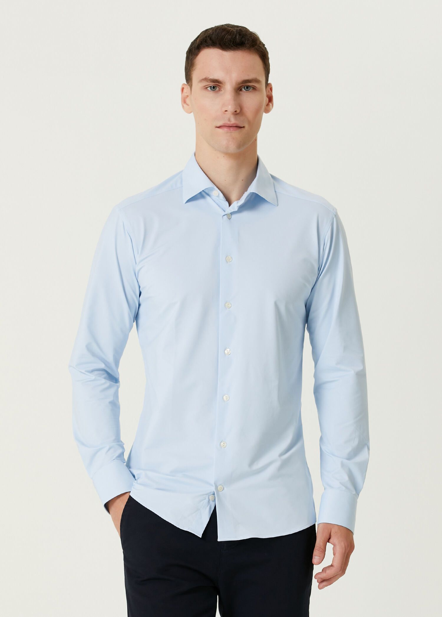 Eton ETON of Sweden slim fit blue muscle dress shirt 40 Medium Size US M / EU 48-50 / 2 - 1 Thumbnail