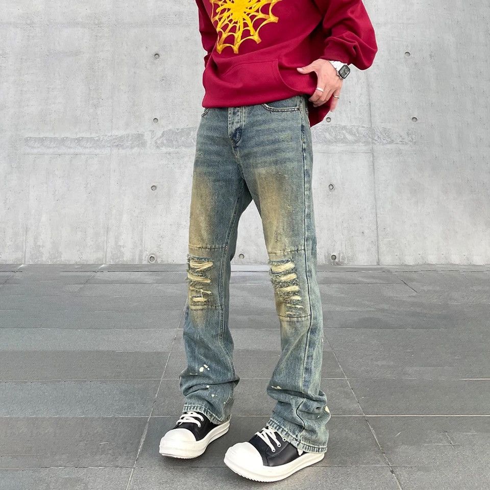 Japanese Brand × Vintage Skinny Jeans Men Streetwear Autumn Y2k Ripped Denim Size US 33 - 5 Thumbnail