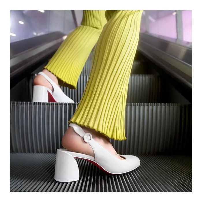 Christian Louboutin o1s1wg110425 So Jane Sling 55 Nappa in Bianco Size US 7.5 / IT 37.5 - 6 Thumbnail