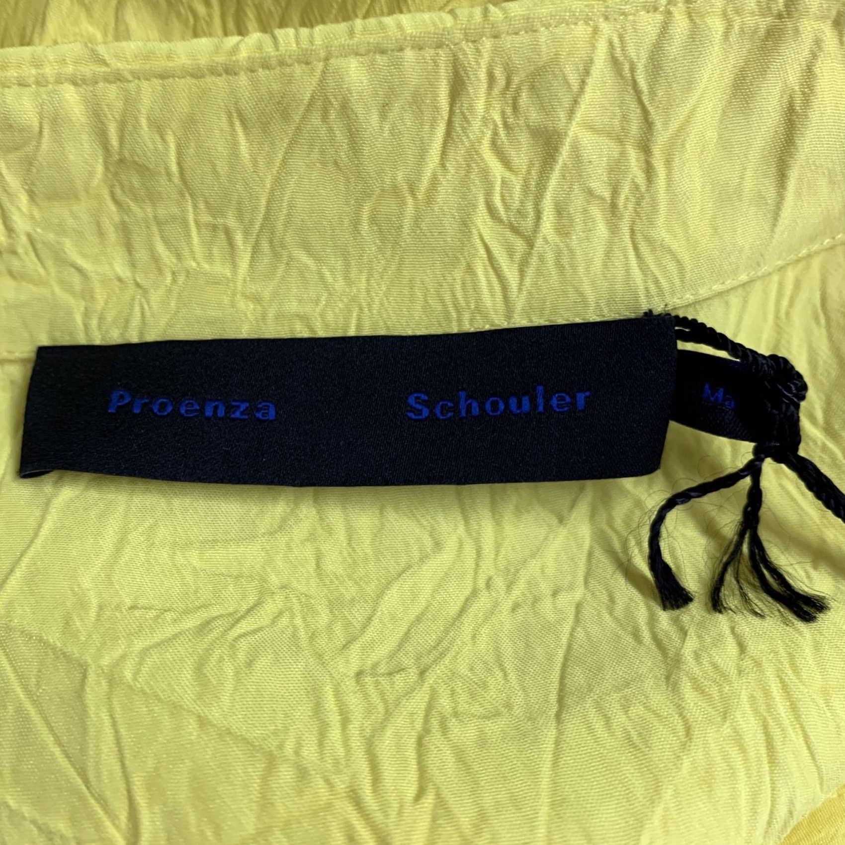 Proenza Schouler PROENZA SCHOULER Shirt L Neon Yellow Wrinkled Acetate Hidden Placket Womens Size L / US 10 / IT 46 - 6 Thumbnail