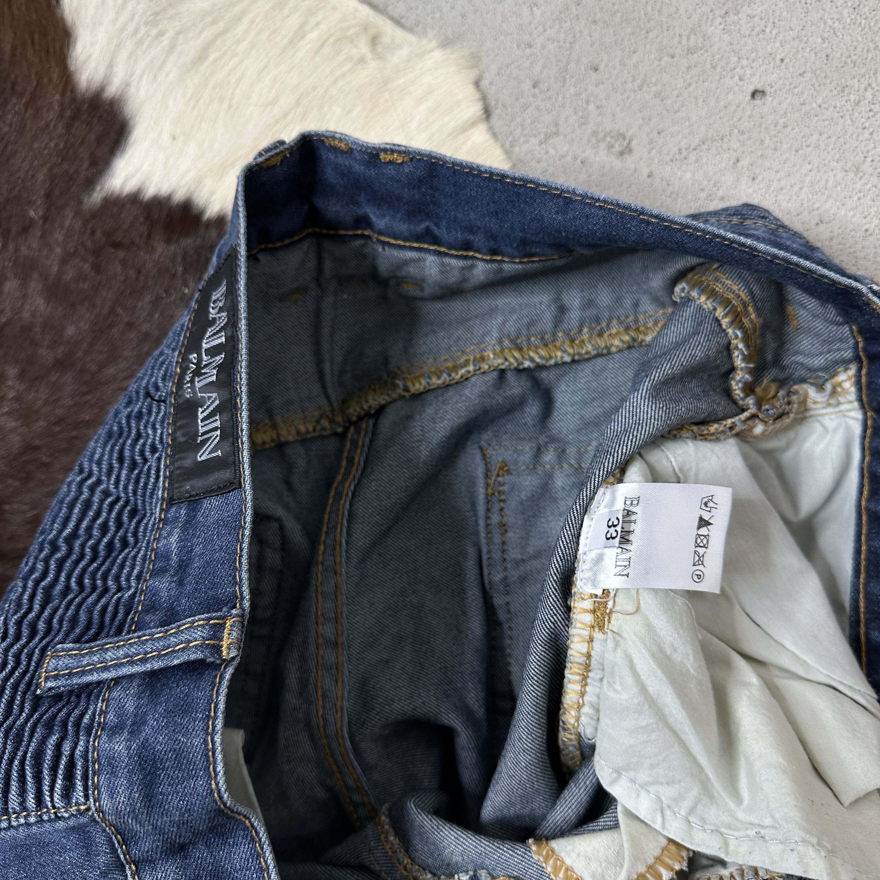 Vintage Balmain Biker Denim Jeans Size US 33 - 6 Thumbnail