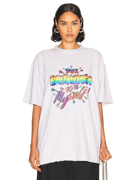 Balenciaga Balenciaga "90/10" graphic slogan print oversized T-shirt Size XS / US 0-2 / IT 36-38 - 5 Thumbnail