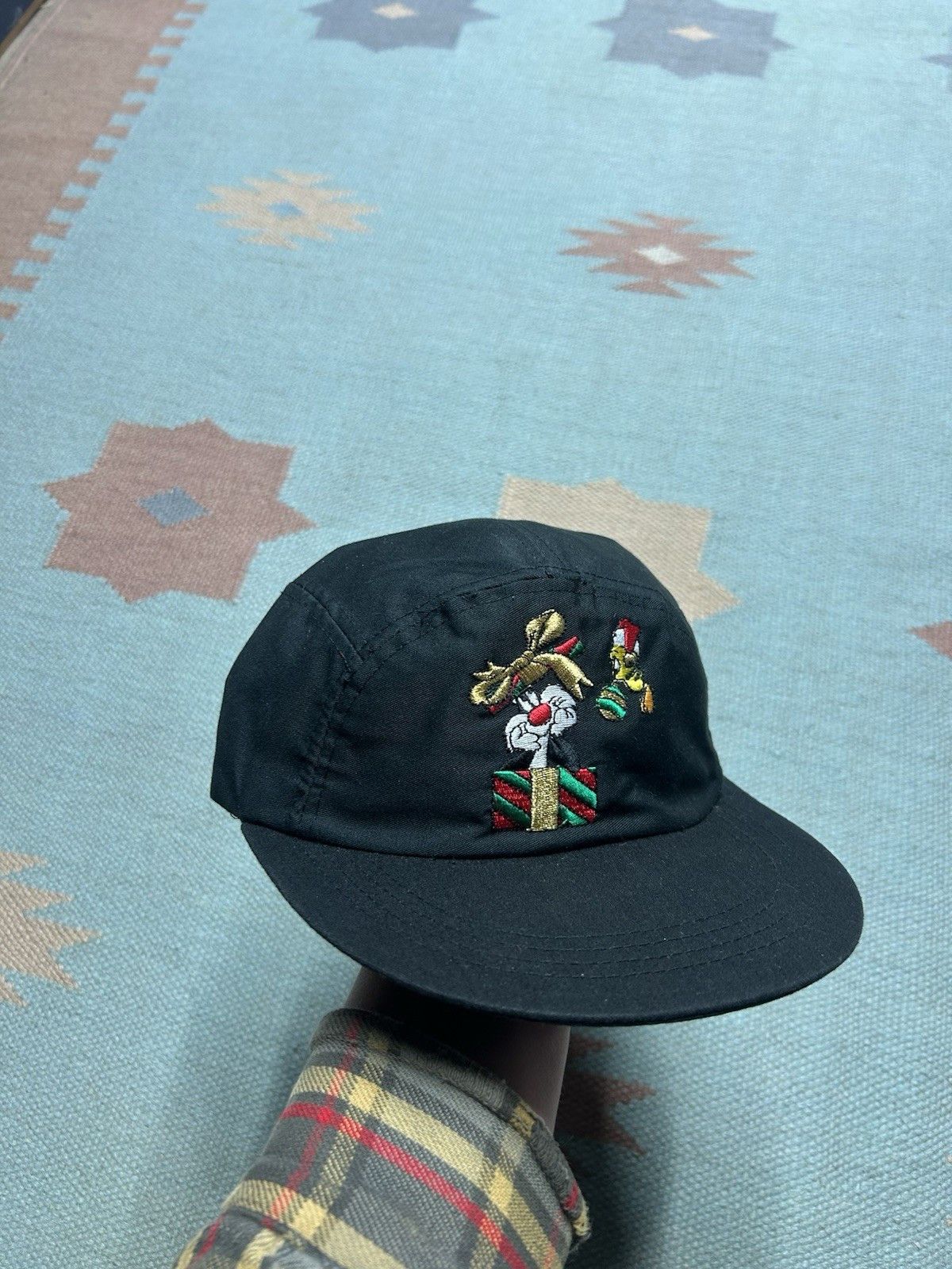 Vintage Vtg looney tunes 5 panel hat cap Christmas Sylvester tweety Size ONE SIZE - 1 Thumbnail
