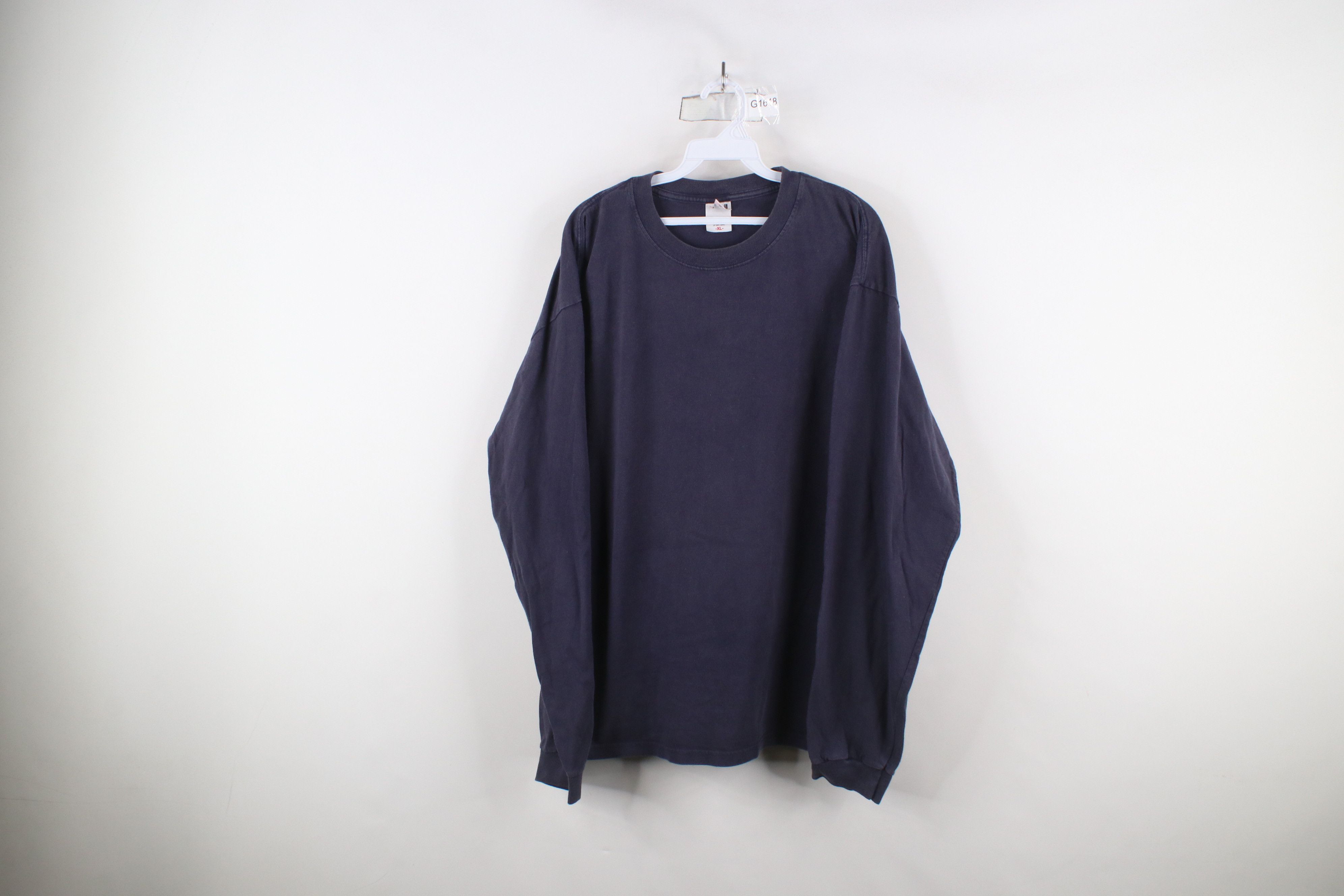Vintage Vintage 90s Streetwear Long Sleeve T-Shirt Navy Blue Cotton Size US XL / EU 56 / 4 - 1 Thumbnail