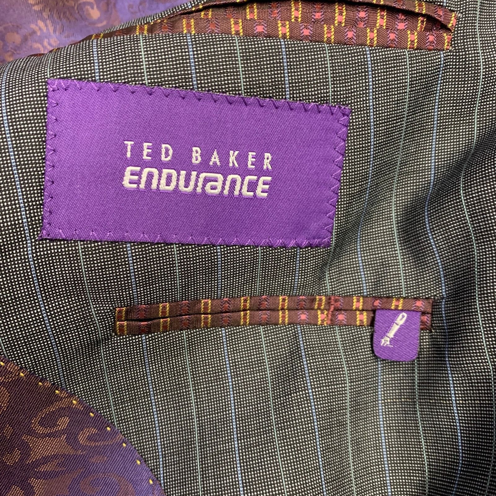 Ted Baker TED BAKER Grey Blue Pinstripe Wool Mohair Notch Lapel Suit Size 40R - 7 Thumbnail
