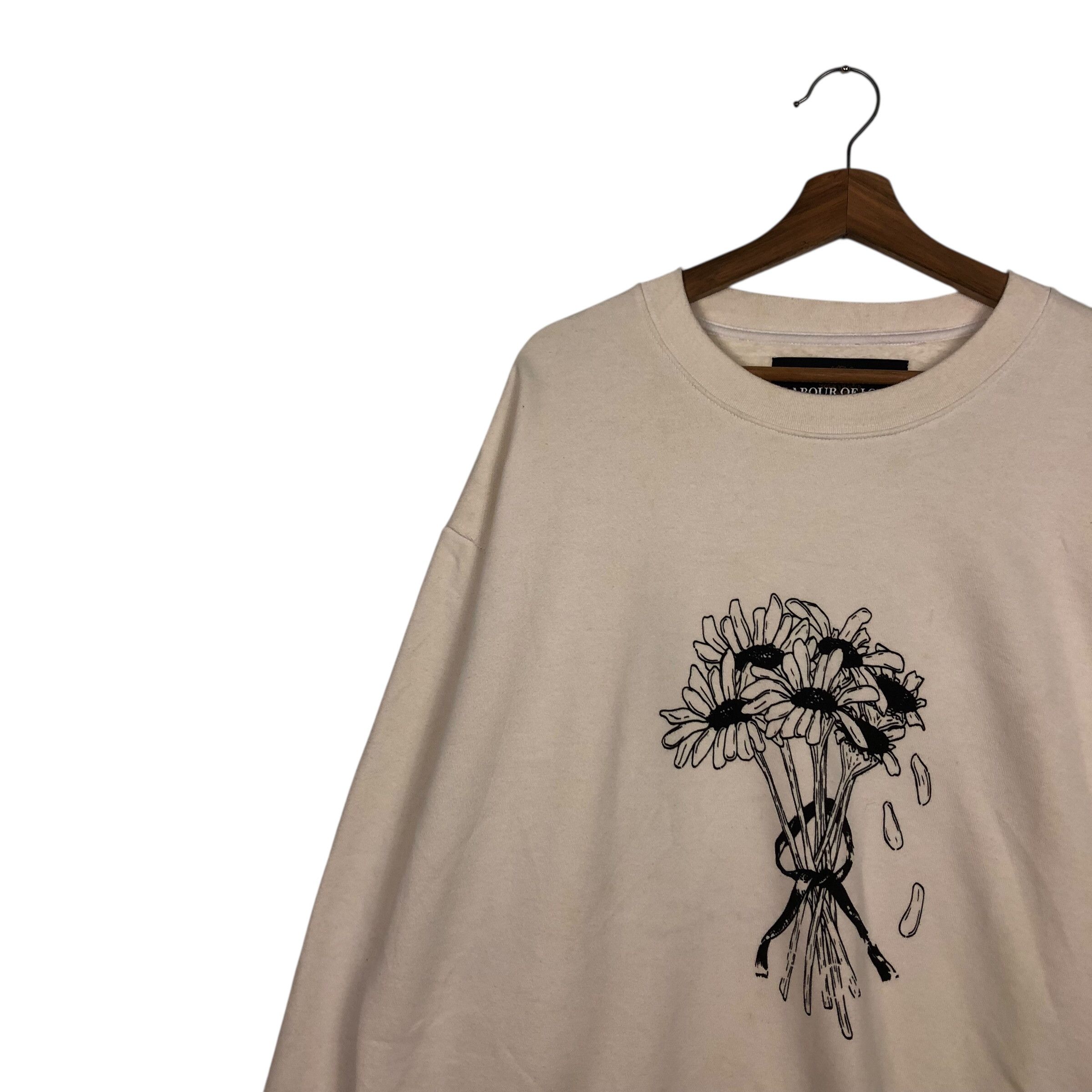 Japanese Brand 📌Vintage Sweatshirt Labour Of Love Big Logo Flower Design Size US L / EU 52-54 / 3 - 8 Thumbnail