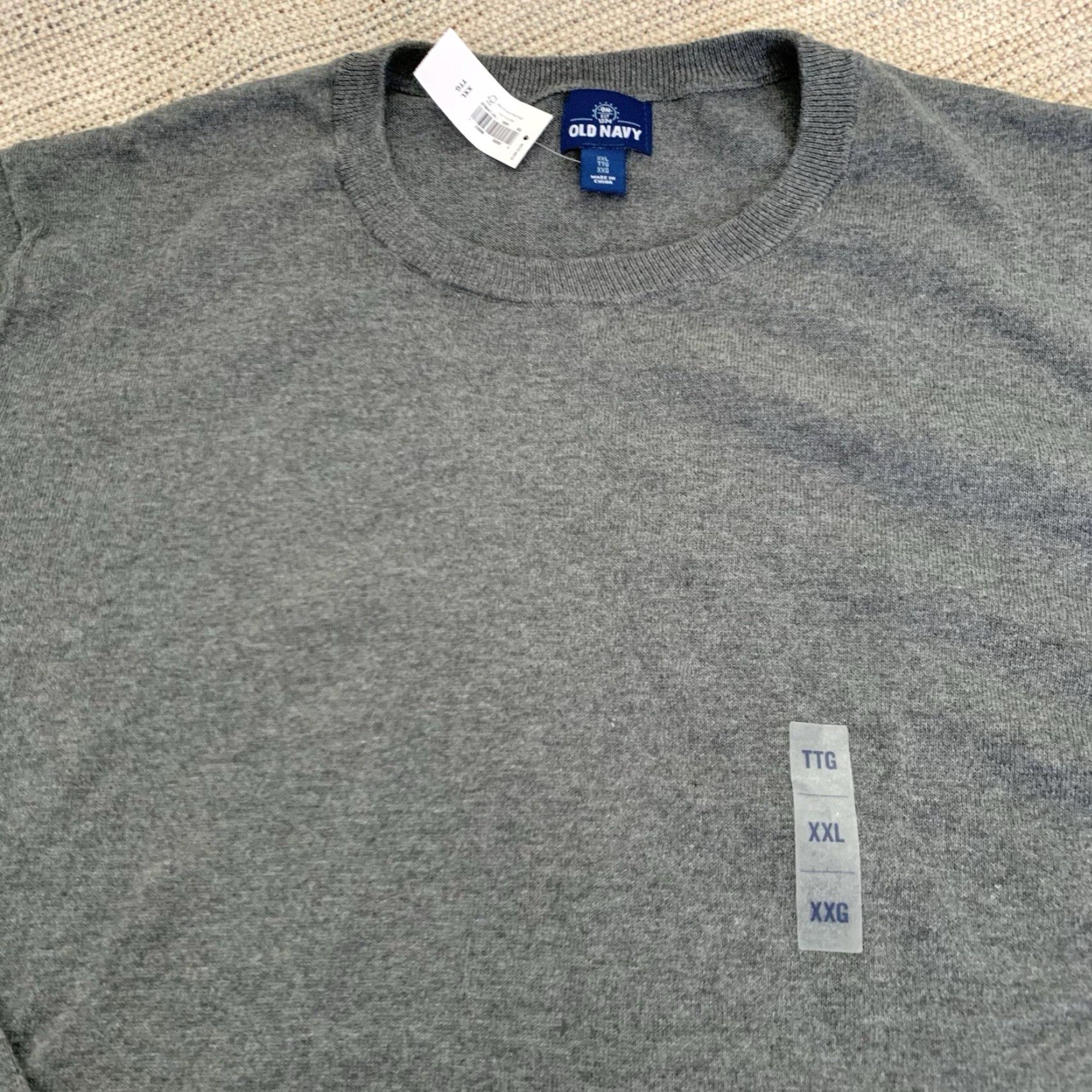 Old Navy Old Navy Sweater Men XXL Gray Cotton Blend Long Sleeve Lightweight Knit Crew Neck Pullover Size US XXL / EU 58 / 5 - 3 Thumbnail