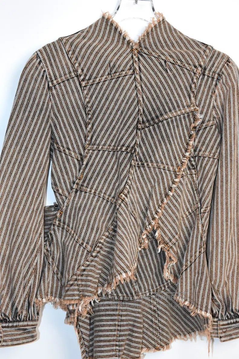 Junya Watanabe Junya Watanabe Asymmetric cut frayed brown striped top Size S / US 4 / IT 40 - 7 Thumbnail
