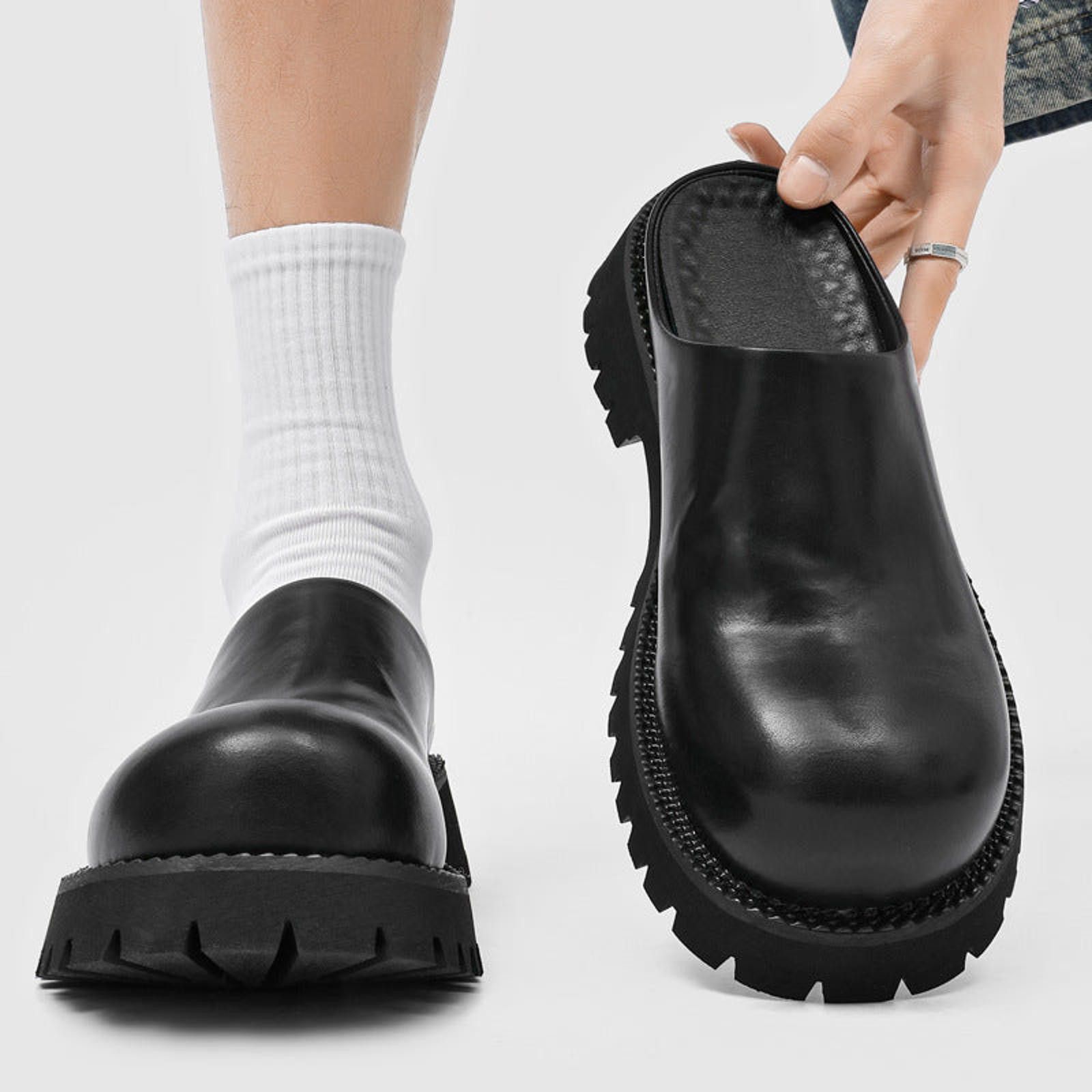 Leather Mickey-Toe Outdoor Lazy Platform Leather Shoe Size US 10 / EU 43 - 2 Thumbnail