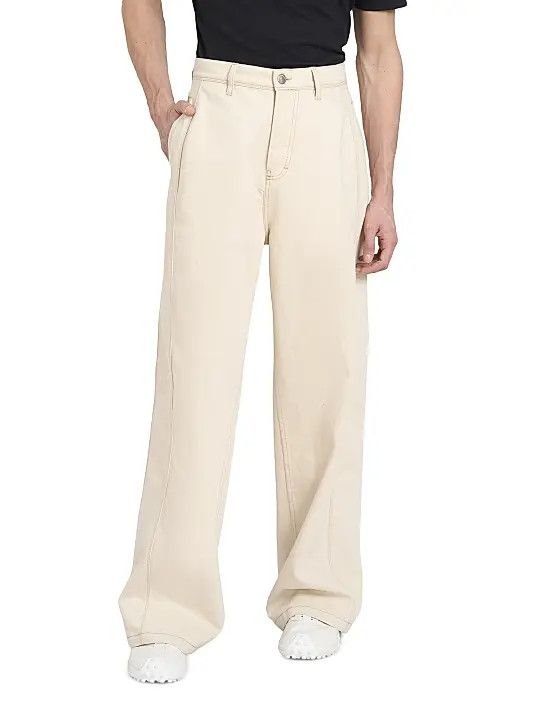 AMI os11x0226 Side Panel Wide-Leg Jeans In Ivory Size US 30 / EU 46 - 3 Thumbnail