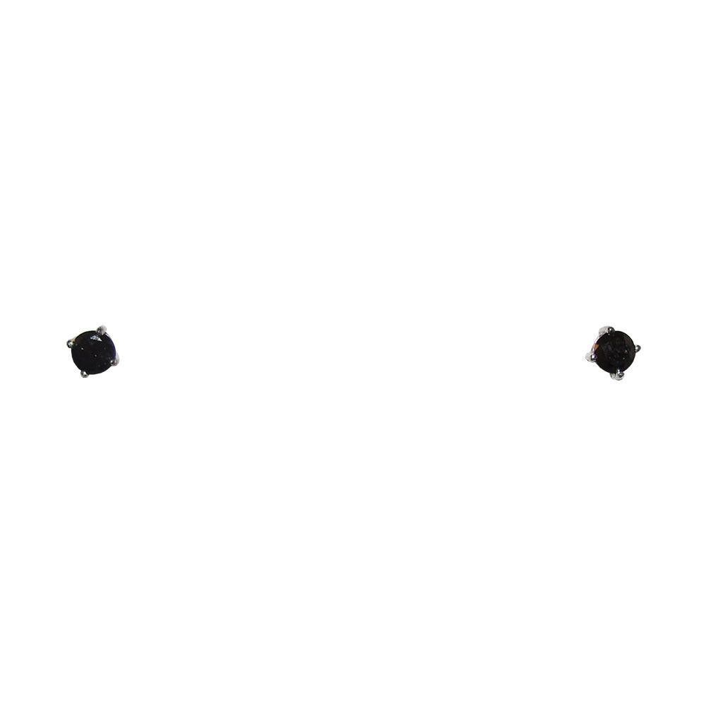 Black Diamond Natural Sterling Silver Black Diamond Round Stud Earrings Size ONE SIZE - 2 Thumbnail