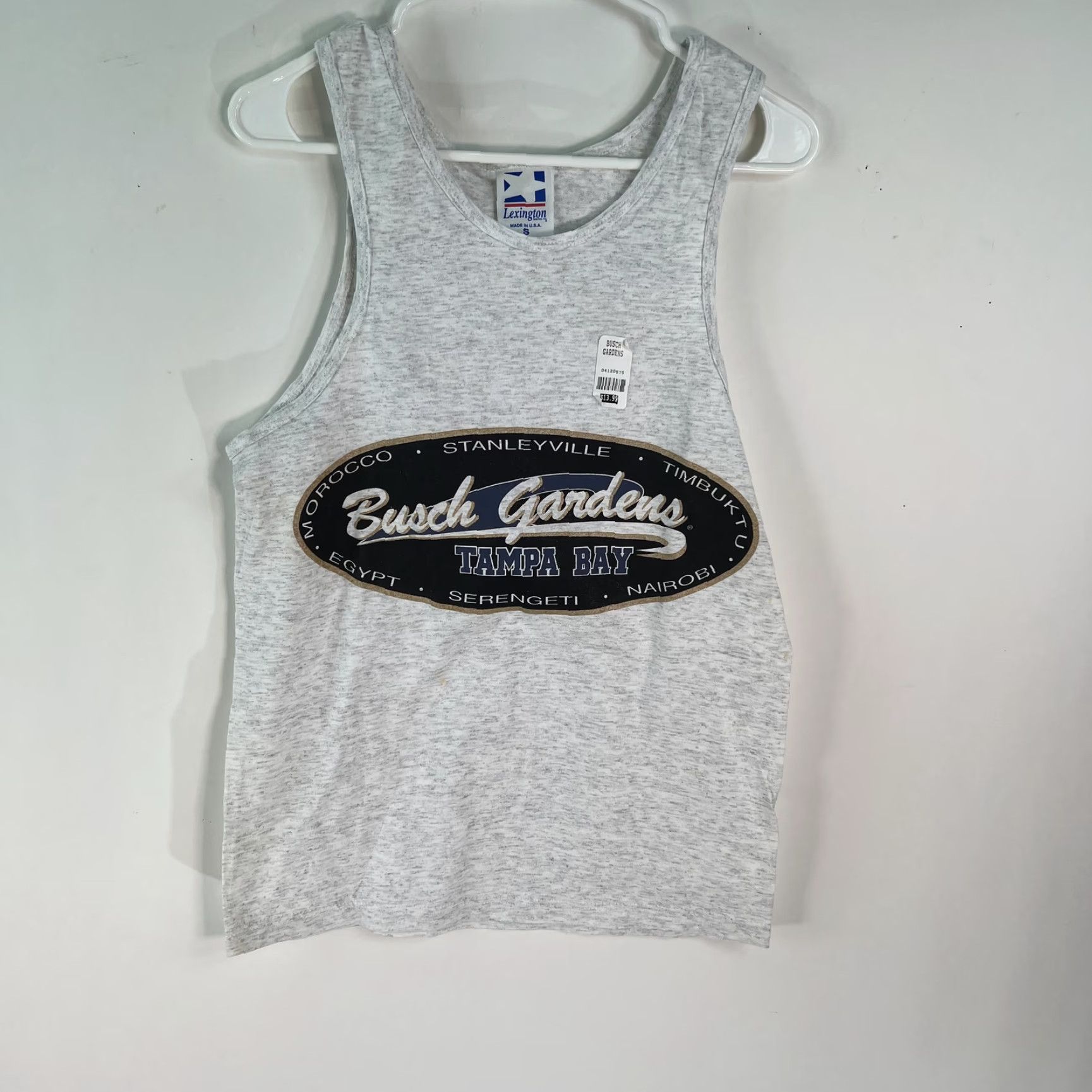 Vintage LEXINGTON Men Tank Top Shirt Sleeveless Gray Small All Cotton Blend Graphic 90s Classic Theme Mens Tank Short Sleeve Regular Fit Size US S / EU 44-46 / 1 - 2 Thumbnail