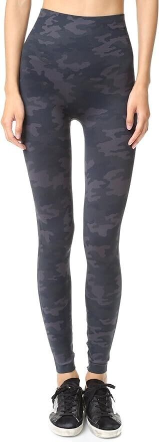 SPANX FL3515 Seamless Leggings Tummy Control Black Camo S