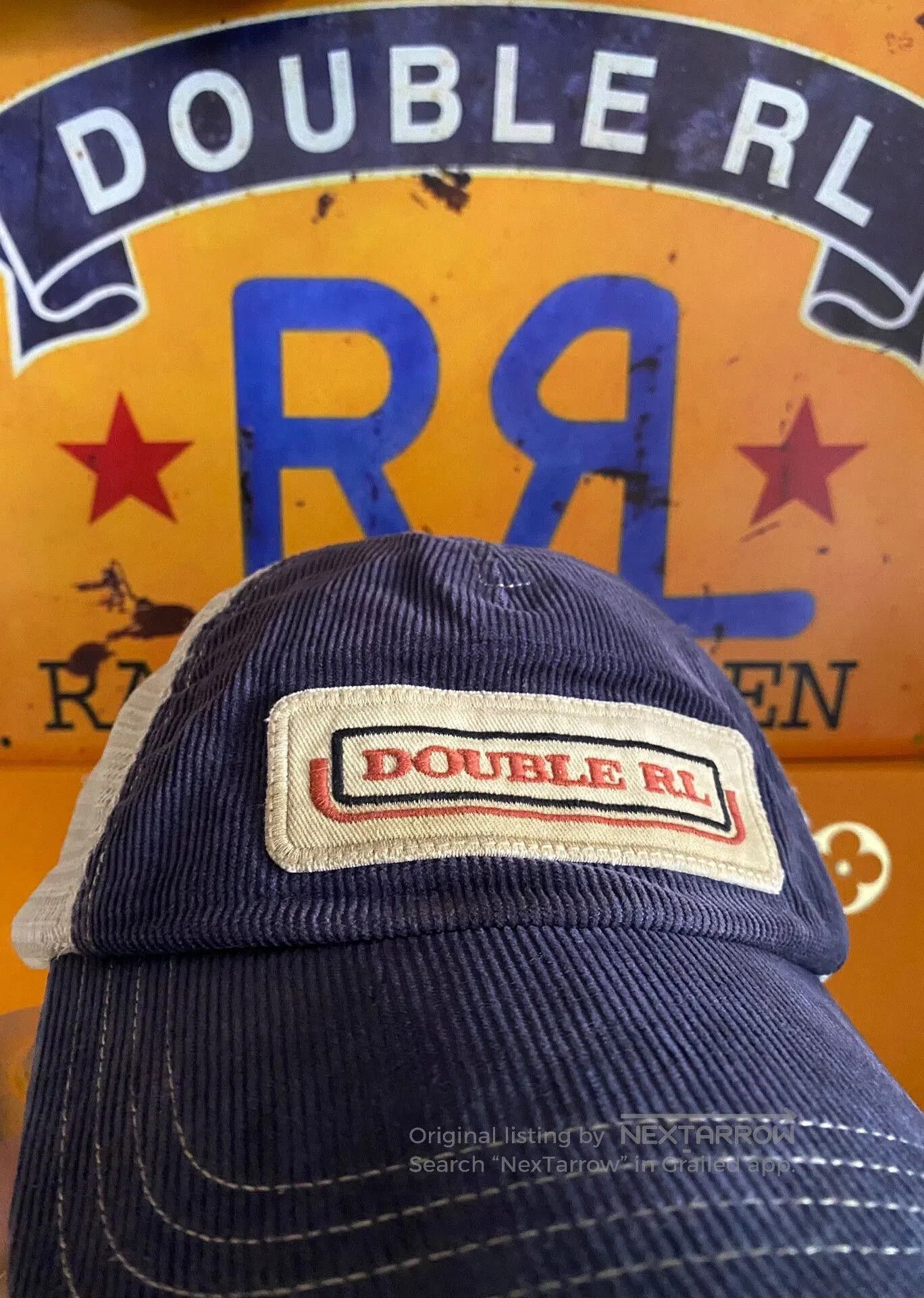 RRL Ralph Lauren RRL Double RL Vintage Navy Corduroy Trucker Hat. Size ONE SIZE - 4 Thumbnail