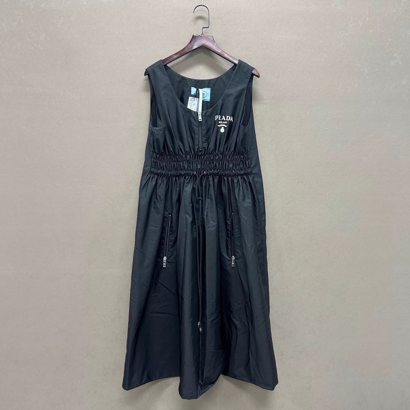 Prada PRADA logo black drawstring dress 40 Size S / US 4 / IT 40 - 1 Thumbnail