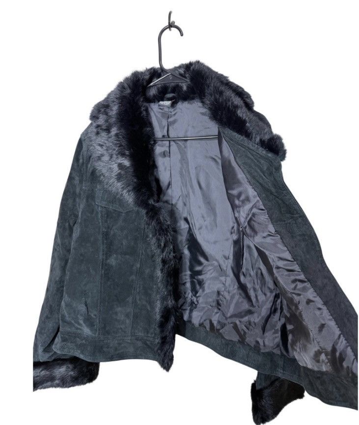 Other JDS Black Suede Leather Jacket Genuine Rabbit Fur Trim XL Size XL / US 12-14 / IT 48-50 - 8 Thumbnail