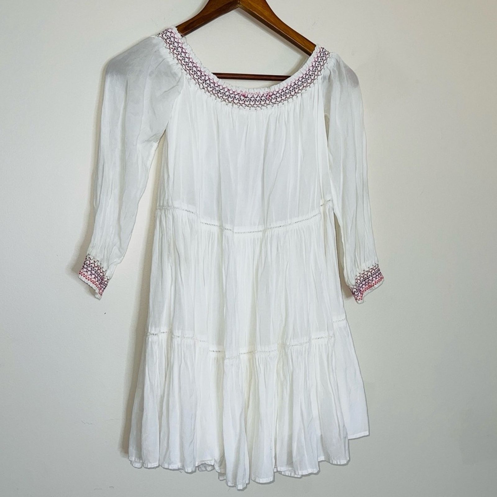 Free People Free People Sun Beams Embroidered Off-The-Shoulder Dress Size XS / US 0-2 / IT 36-38 - 5 Thumbnail