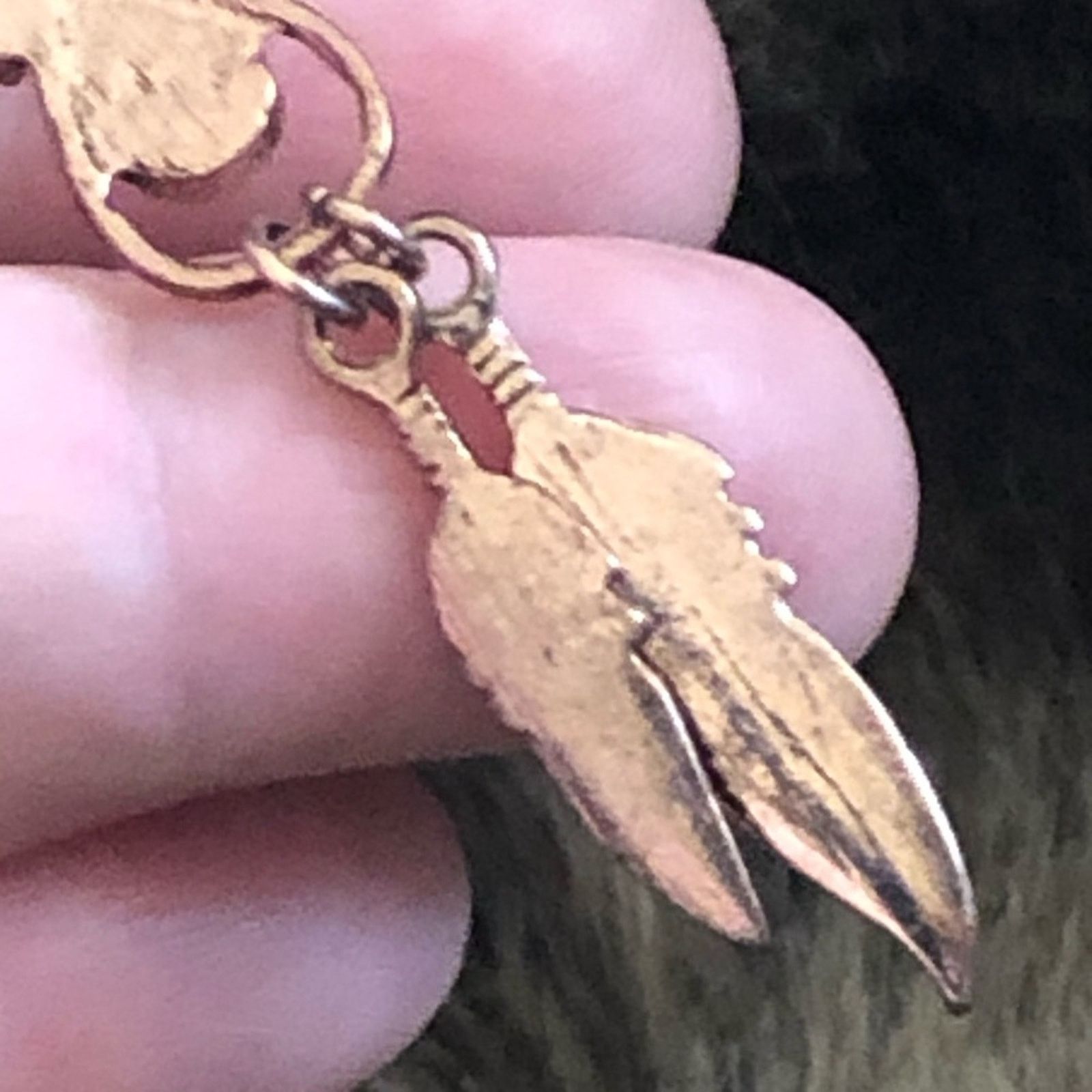 Vintage Vintage copper feather stone dangle earrings Size ONE SIZE - 7 Thumbnail