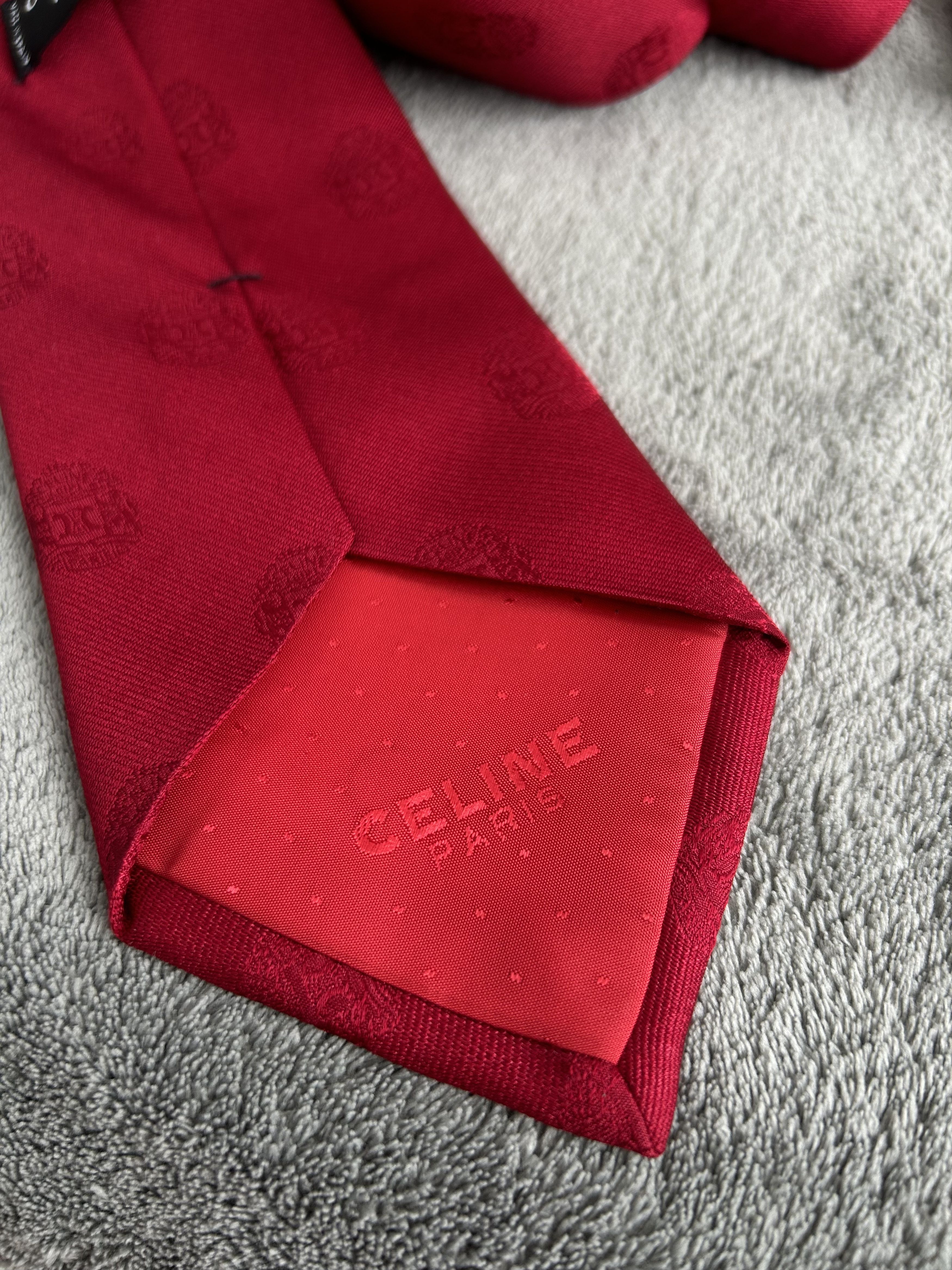 Celine Celine Paris Vintage Red Silk Tie Size ONE SIZE - 4 Thumbnail