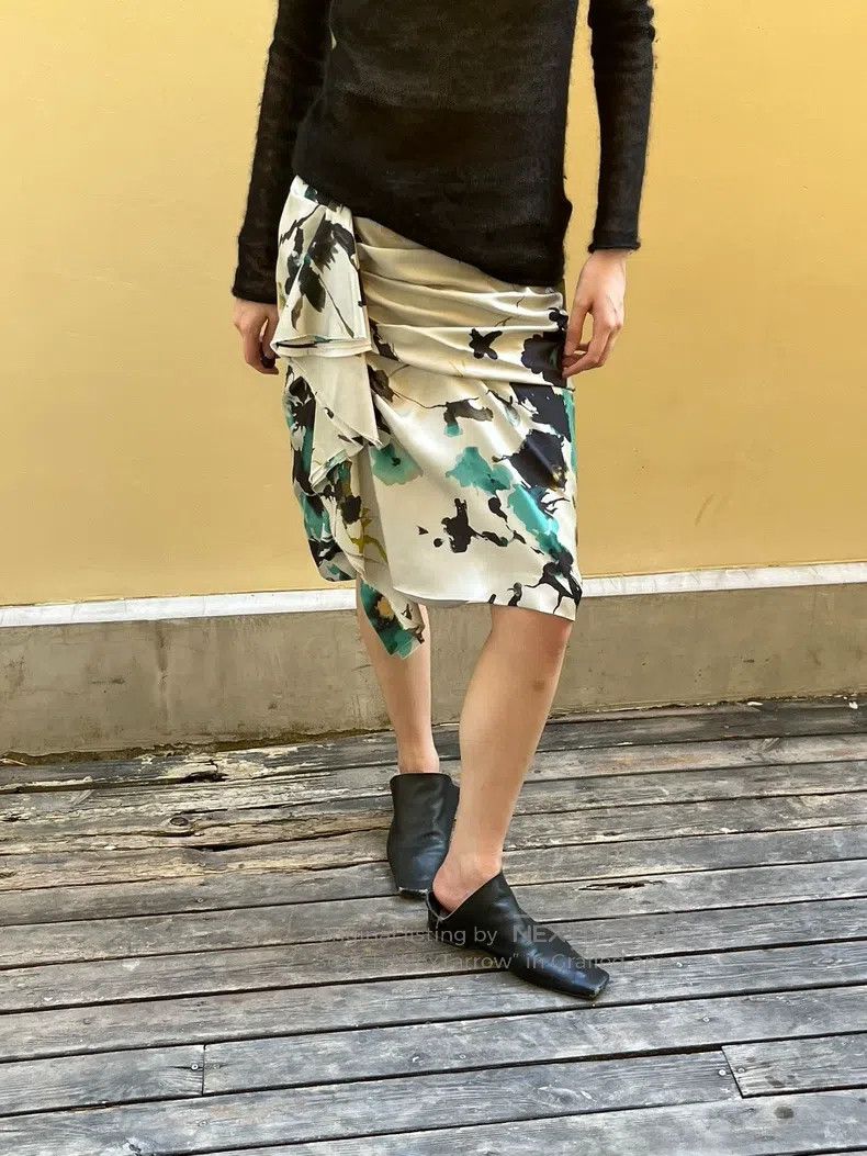 Dries Van Noten Dries Van Noten Pure and innocent silk-printed pleated des Size 39" - 5 Thumbnail