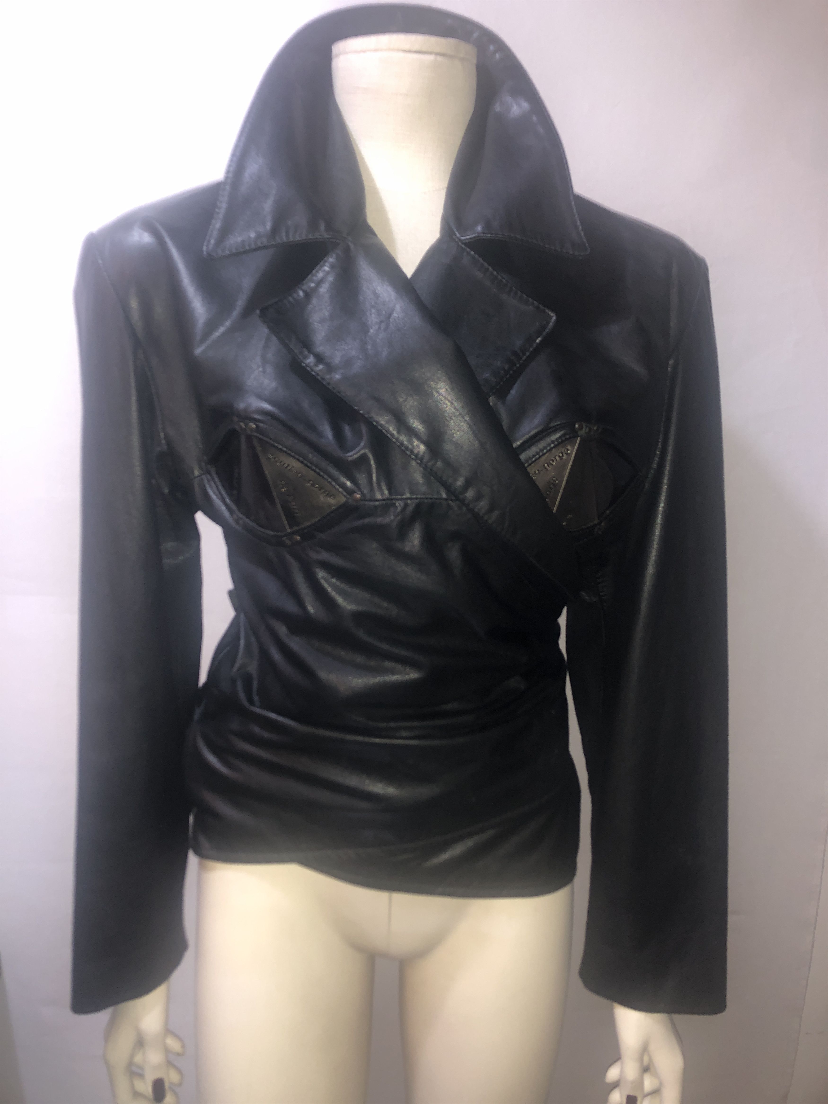 Calugi e Gianelli Metallic bra Bondage Leather Jacket Size L / US 10 / IT 46 - 6 Thumbnail