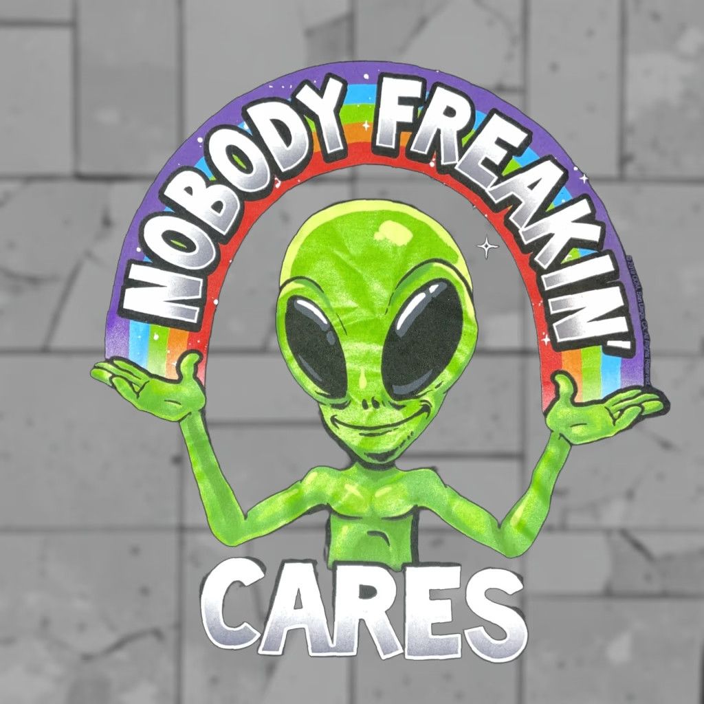 Vintage Alien Nobody Freakin Cares T-Shirt Mens XXL Black Size US XXL / EU 58 / 5 - 1 Thumbnail
