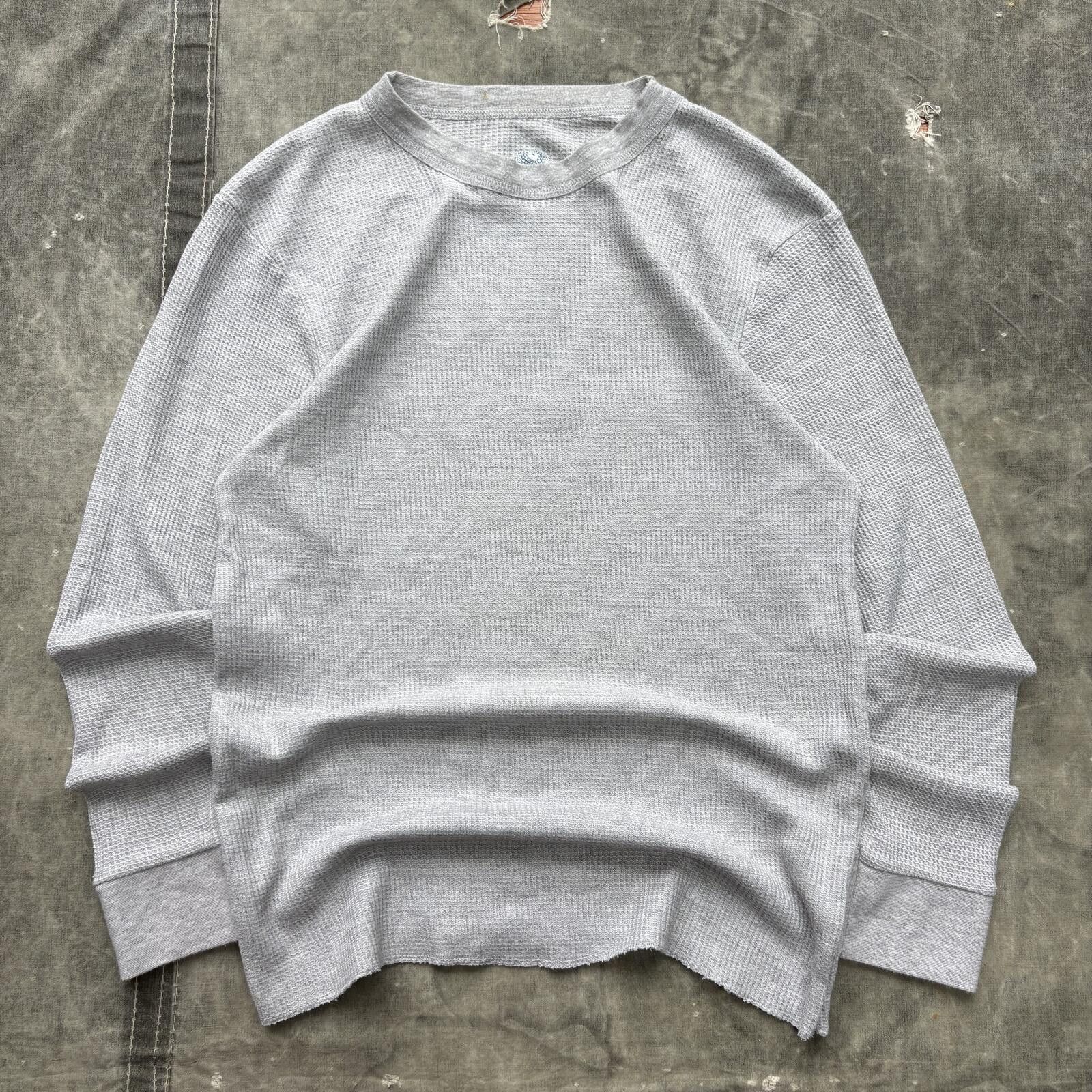 Fruit Of The Loom Vintage Y2K Gray Grunge Skater Thermal Waffle Knit Shirt Size US L / EU 52-54 / 3 - 1 Thumbnail