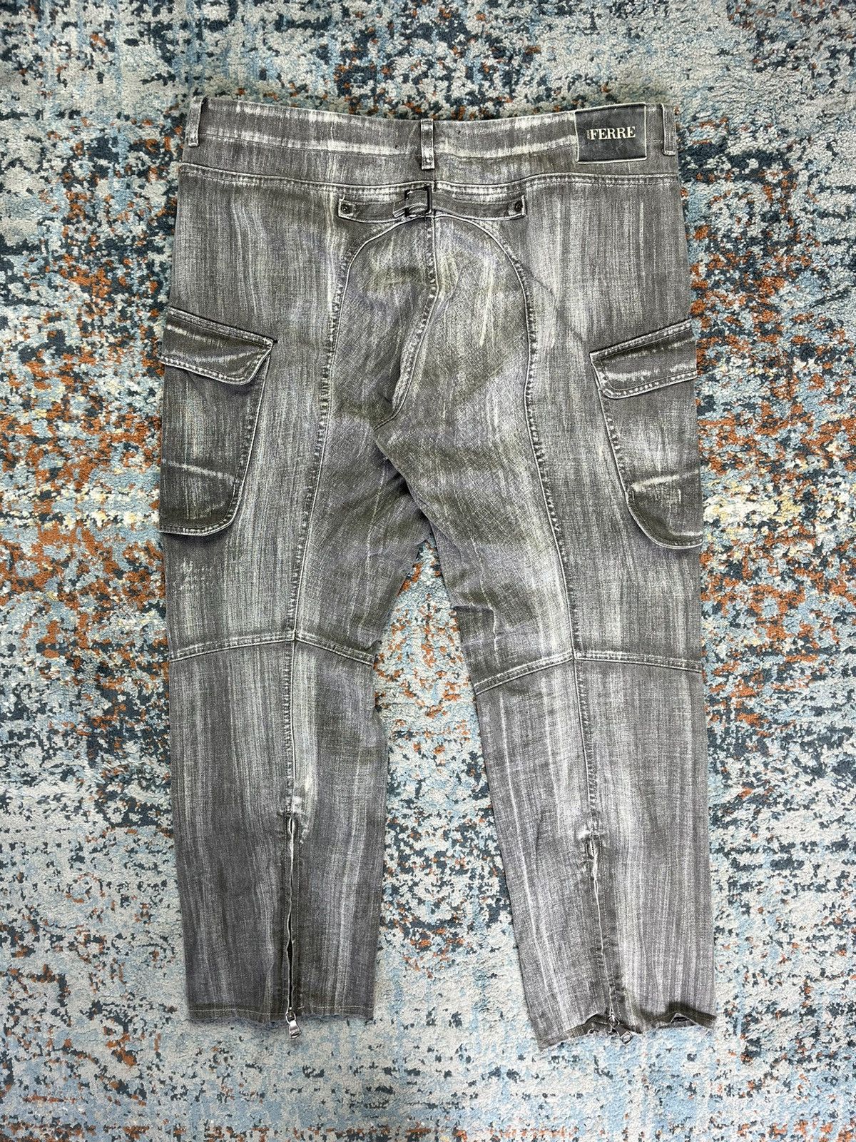Designer × Ferre × Vintage Vintage 90s Ferre Jeans crazy cargo denim pants with zippers Size US 38 / EU 54 - 1 Thumbnail