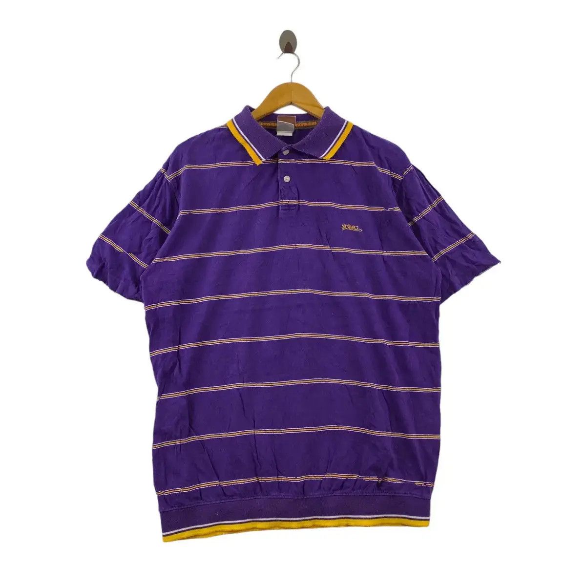 Vintage Vintage OCTOPUS ARMY SHIBUYA Purple Striped Polo Tee Shirt Size US XL / EU 56 / 4 - 1 Thumbnail
