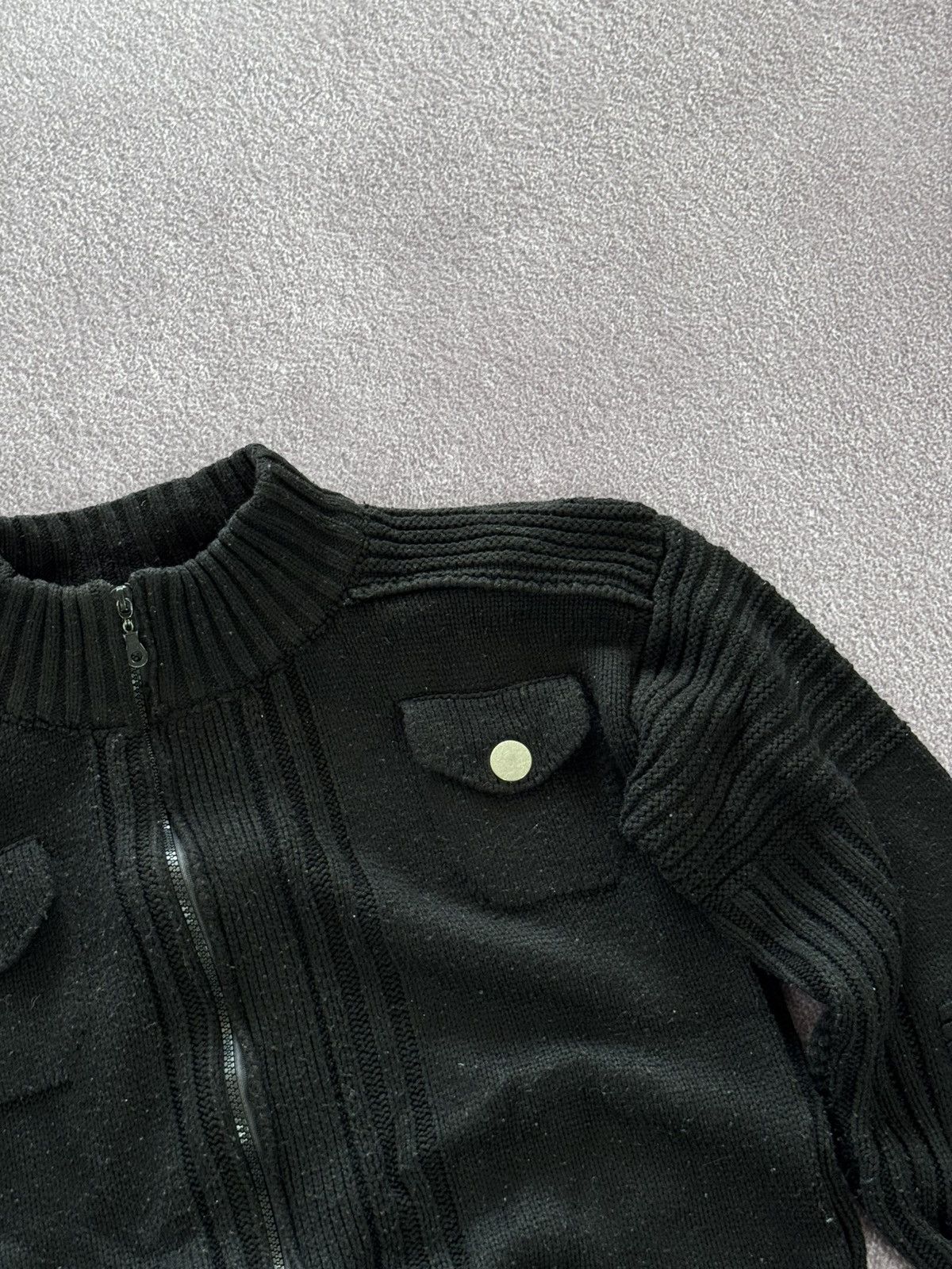 Japanese Brand 00’s Aesthetic Y2K Asymmetrical Zip Ribbed Sweater Size L / US 10 / IT 46 - 5 Thumbnail