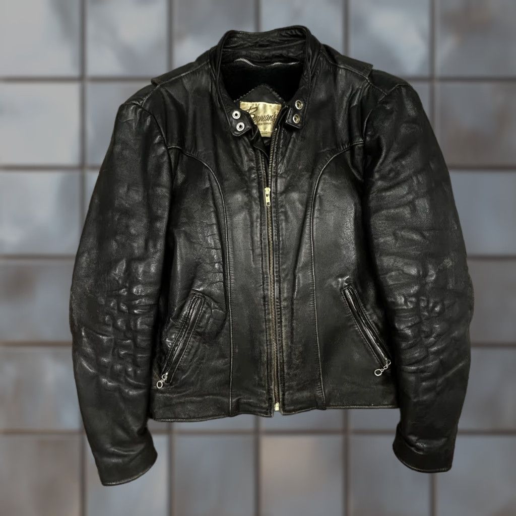 Ben Sherman VINTAGE Bermans Leather Jacket Mens 38 Medium Black Motorcycle Biker Size US XXS / EU 40 - 1 Thumbnail