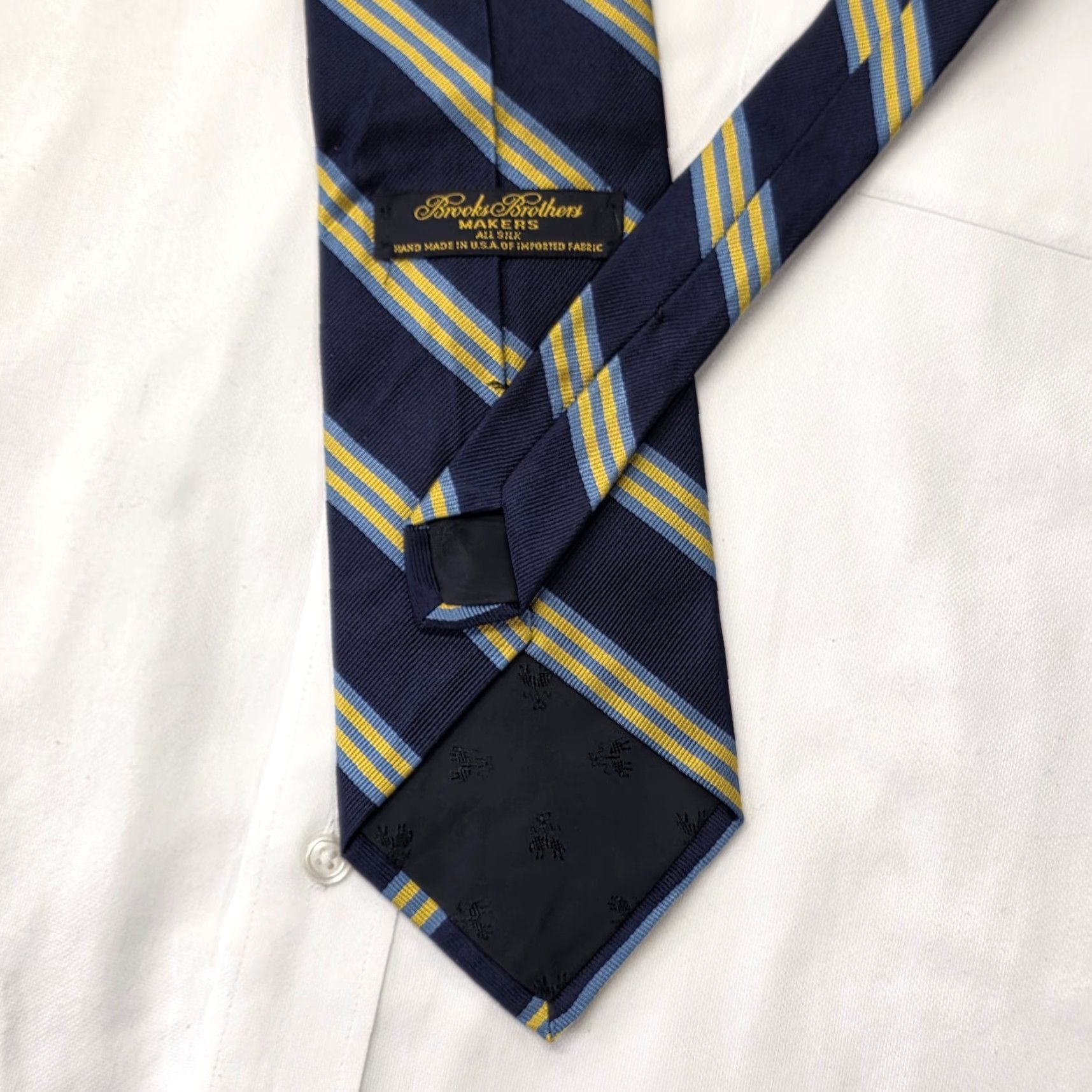Brooks Brothers Brooks Brothers Makers Repp Tie Navy Blue Gold Striped Necktie Made in USA Men's Tie Size ONE SIZE - 3 Thumbnail