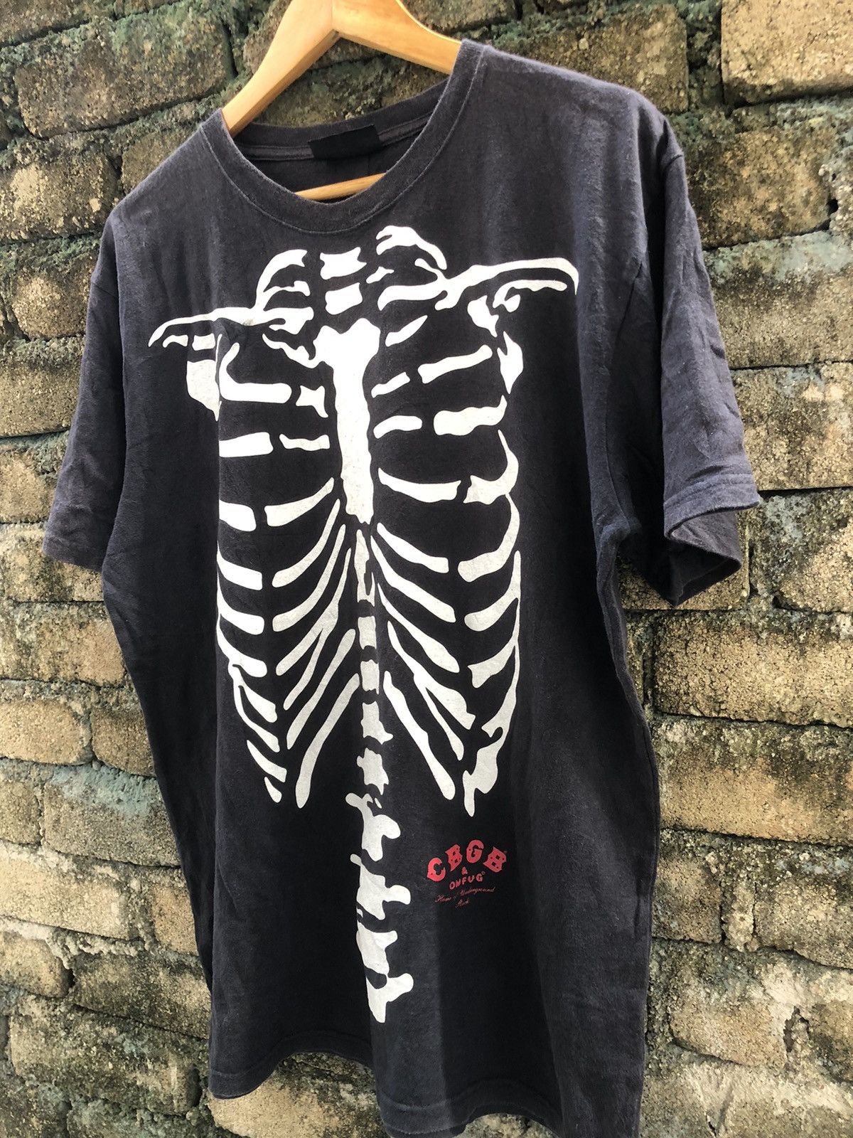 Band Tees × Nirvana × Vintage Vintage Y2K CBGB & OMFUG Home Of Underground Rock Skeleton Size US L / EU 52-54 / 3 - 3 Thumbnail