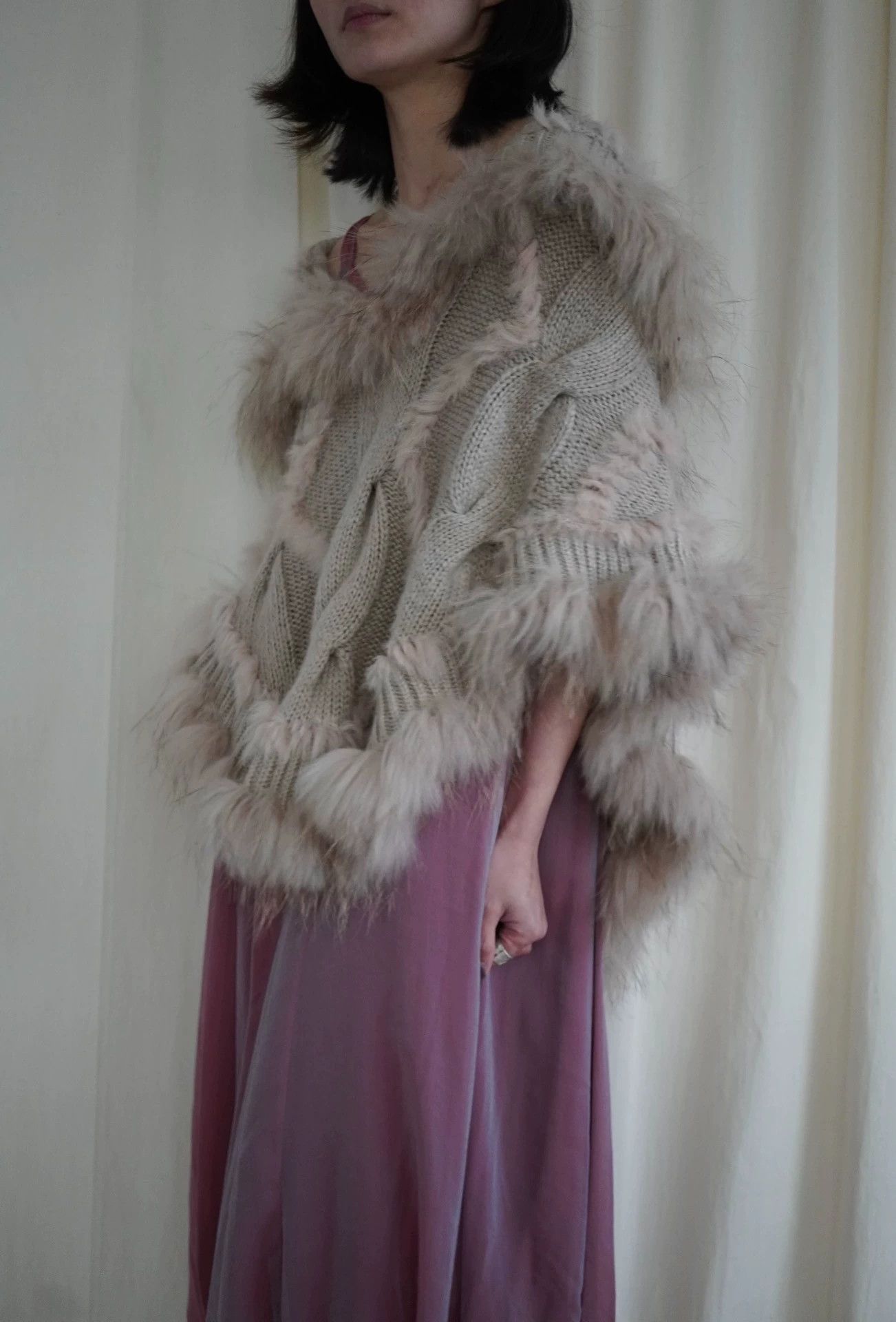 Kansai Yamamoto KansaiYamamoto 2000s Rare Hooded Knit Cape Light Pink Camel Size ONE SIZE - 6 Thumbnail